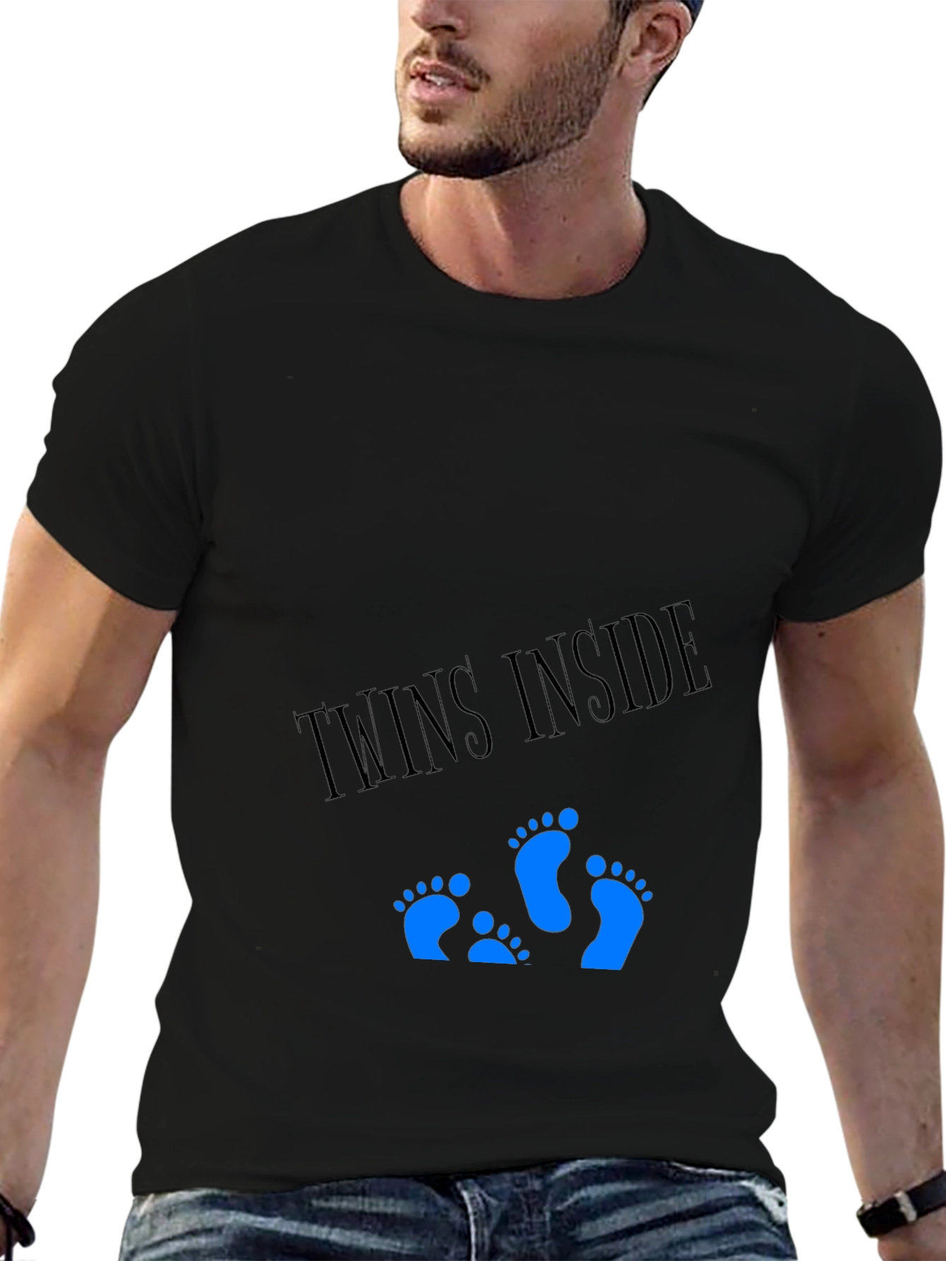 Black Twins Inside T-Shirt - Expecting Dad Tee view 6