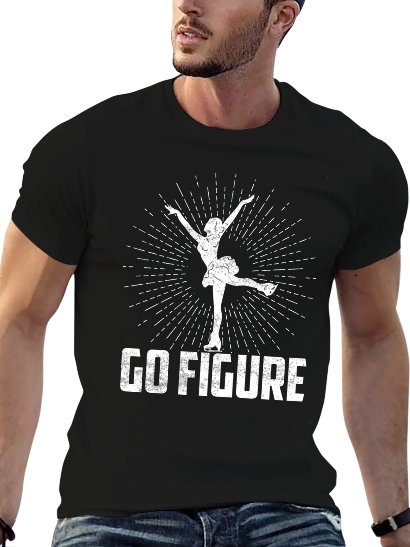 Black Go Figure T-Shirt - Ice Skating Design view 6