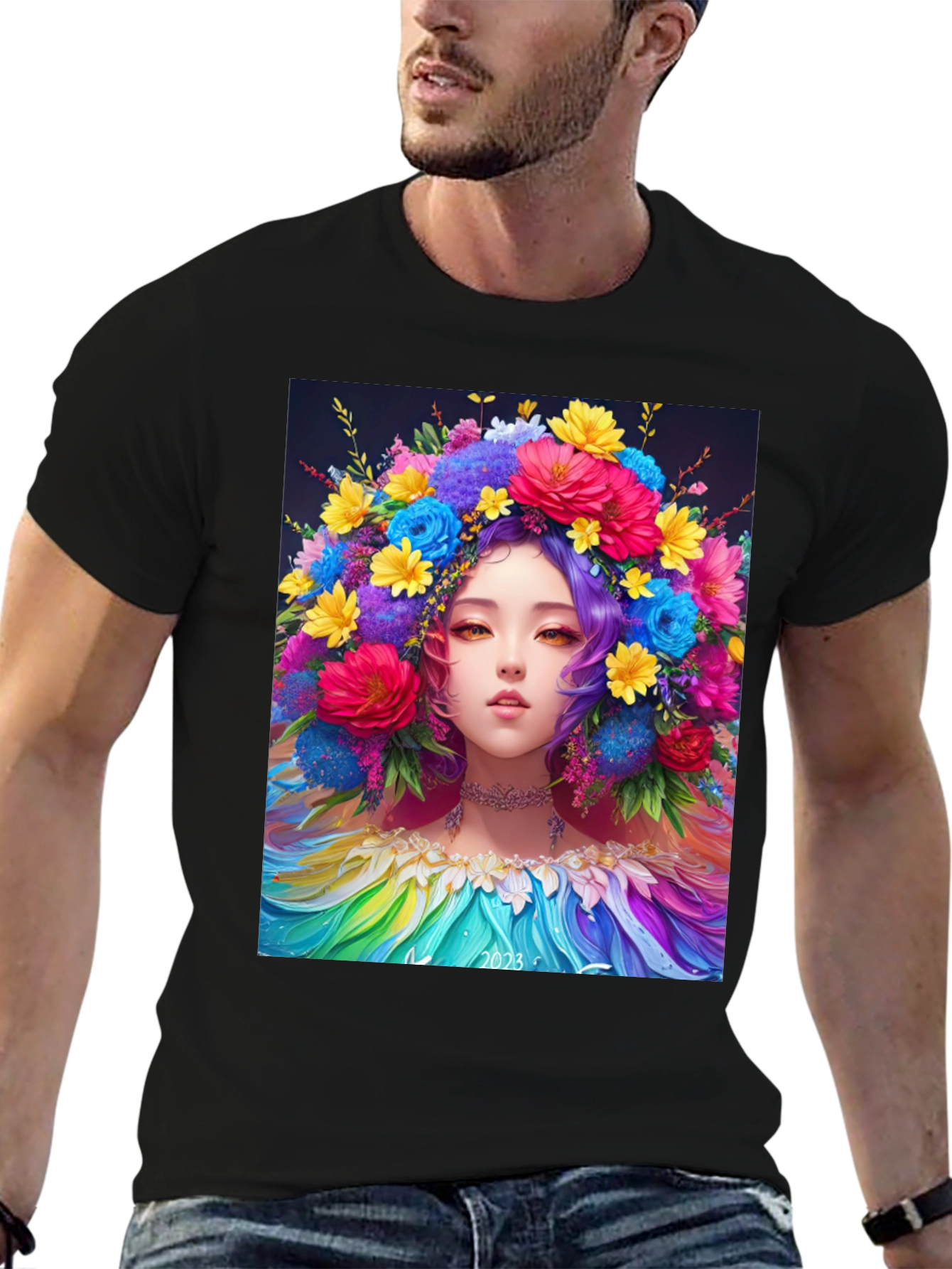 Floral Crown Girl Graphic Tee - 6