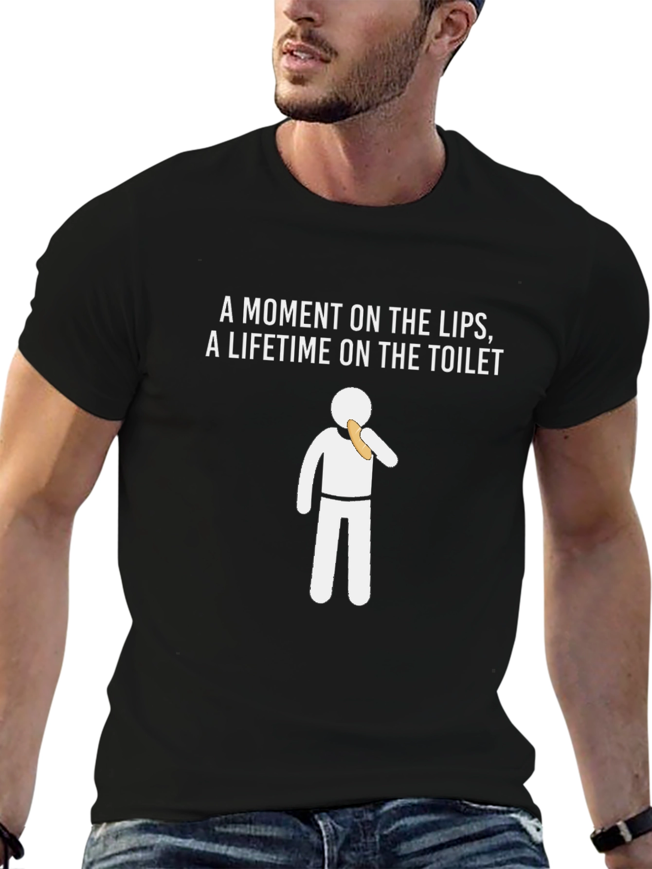 Black Funny "Moment on the Lips" Graphic Tee view 6