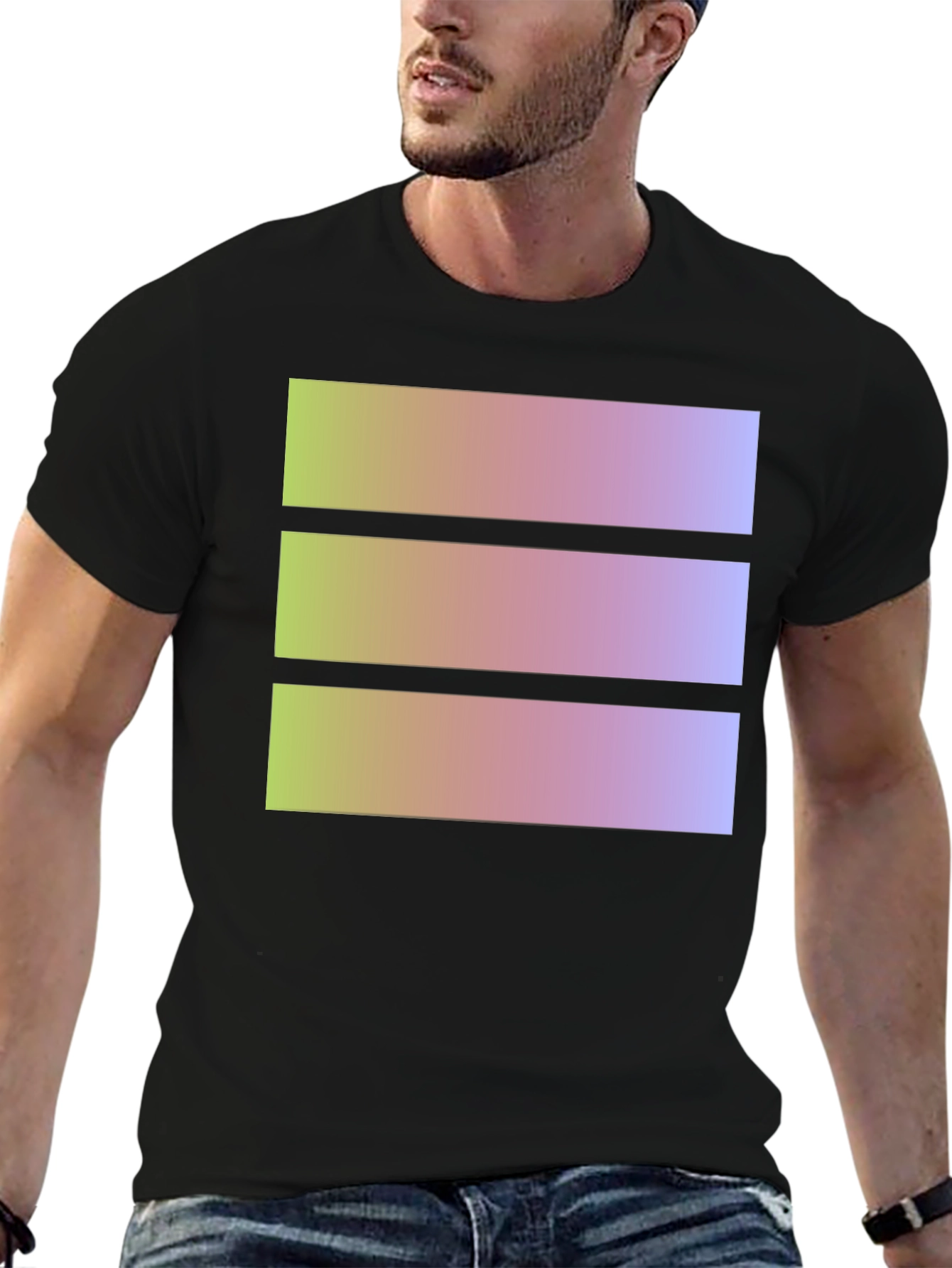 Black Geometric Gradient T-Shirt - Casual Style view 6