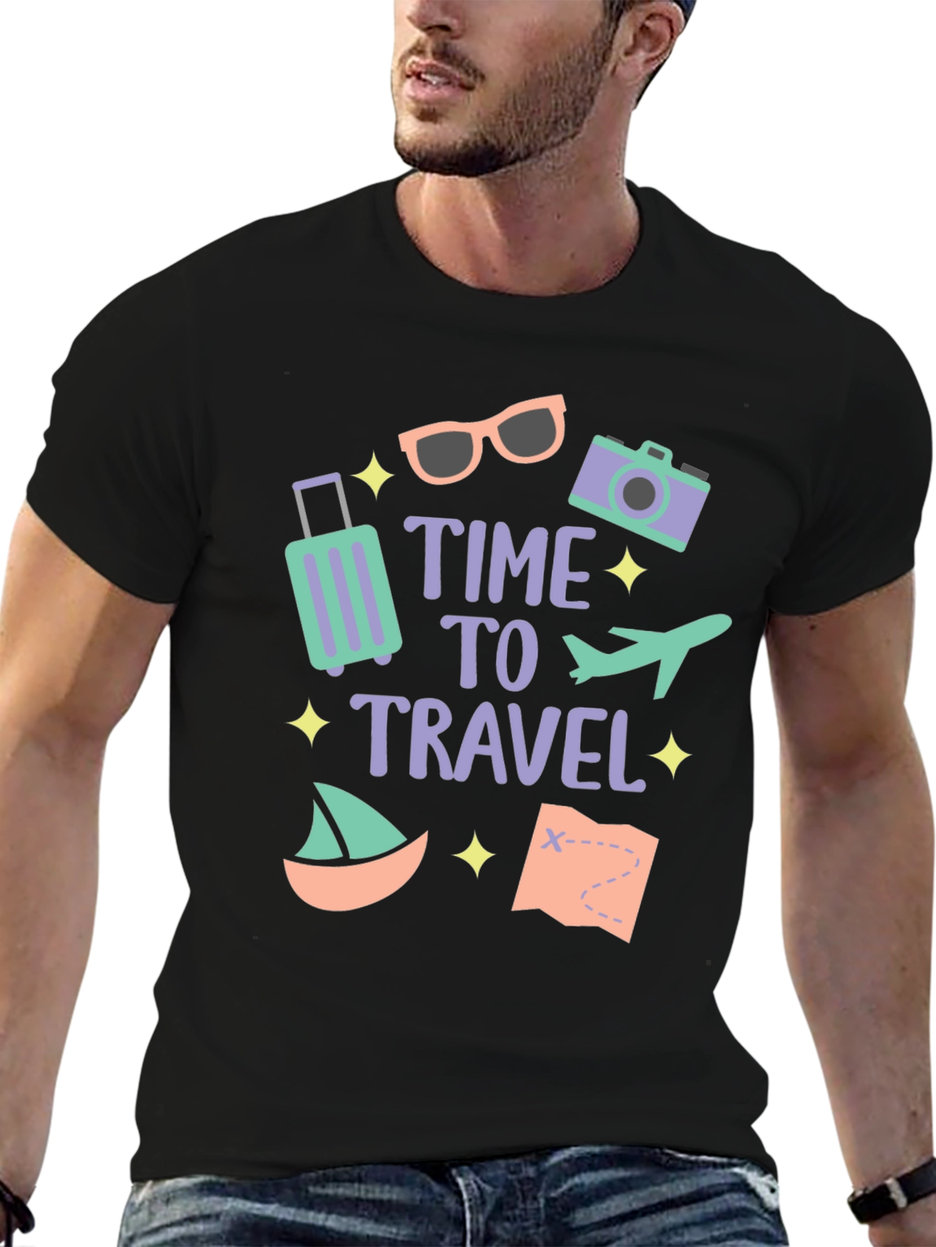 Black Time to Travel T-Shirt view 6