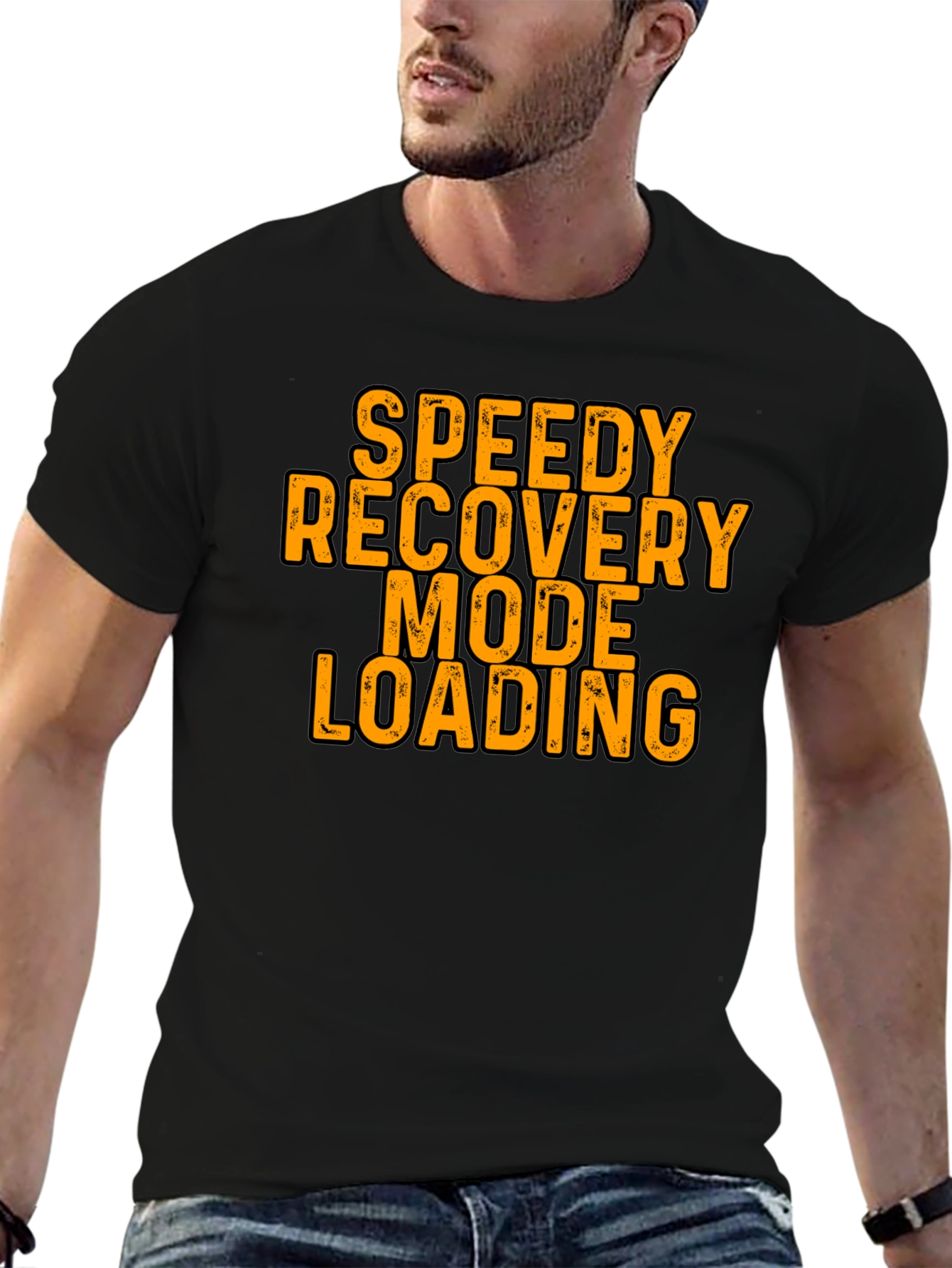 Black Speedy Recovery Mode Loading Graphic Tee view 6