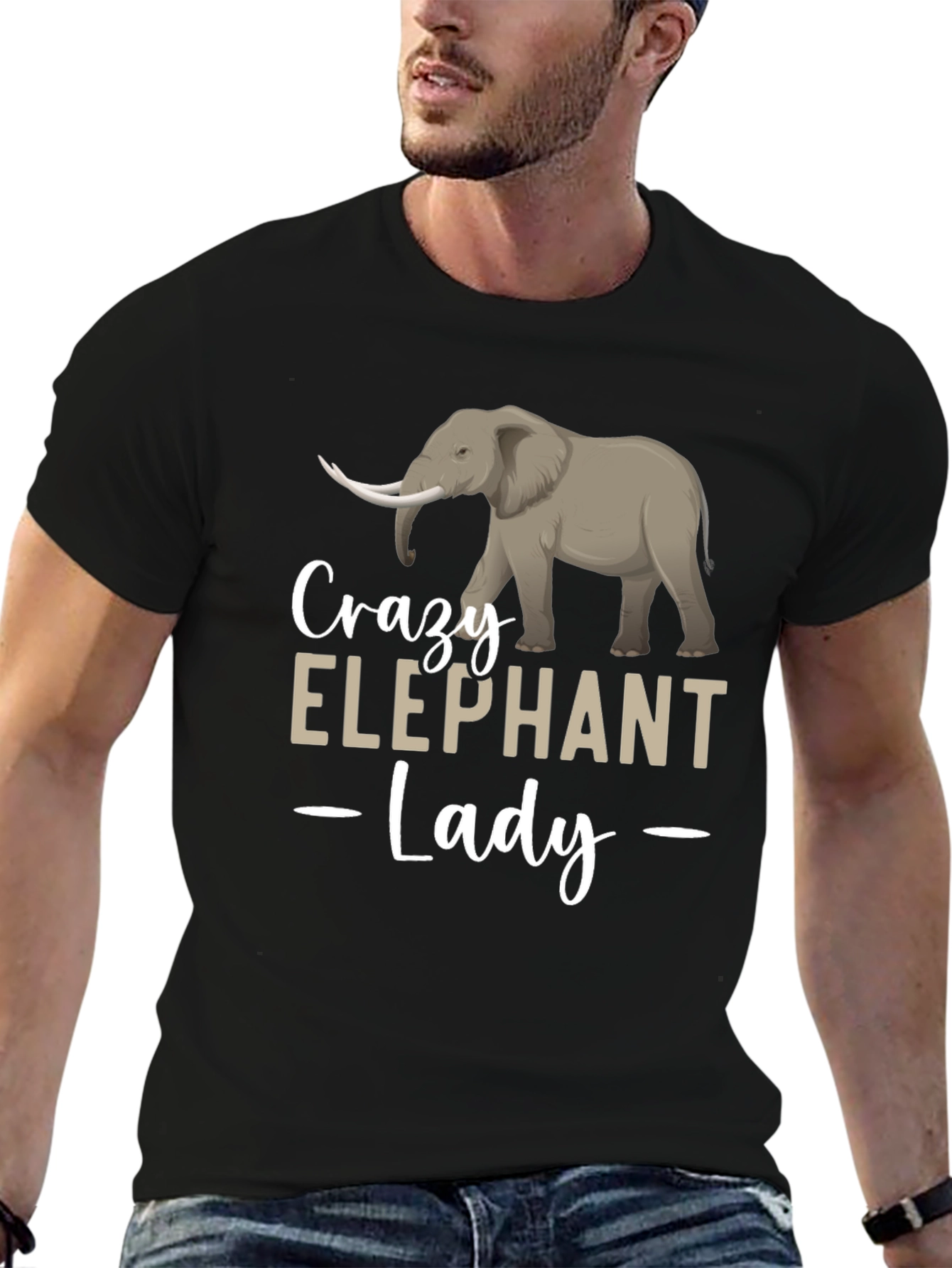 Black Crazy Elephant Lady Graphic Tee view 6