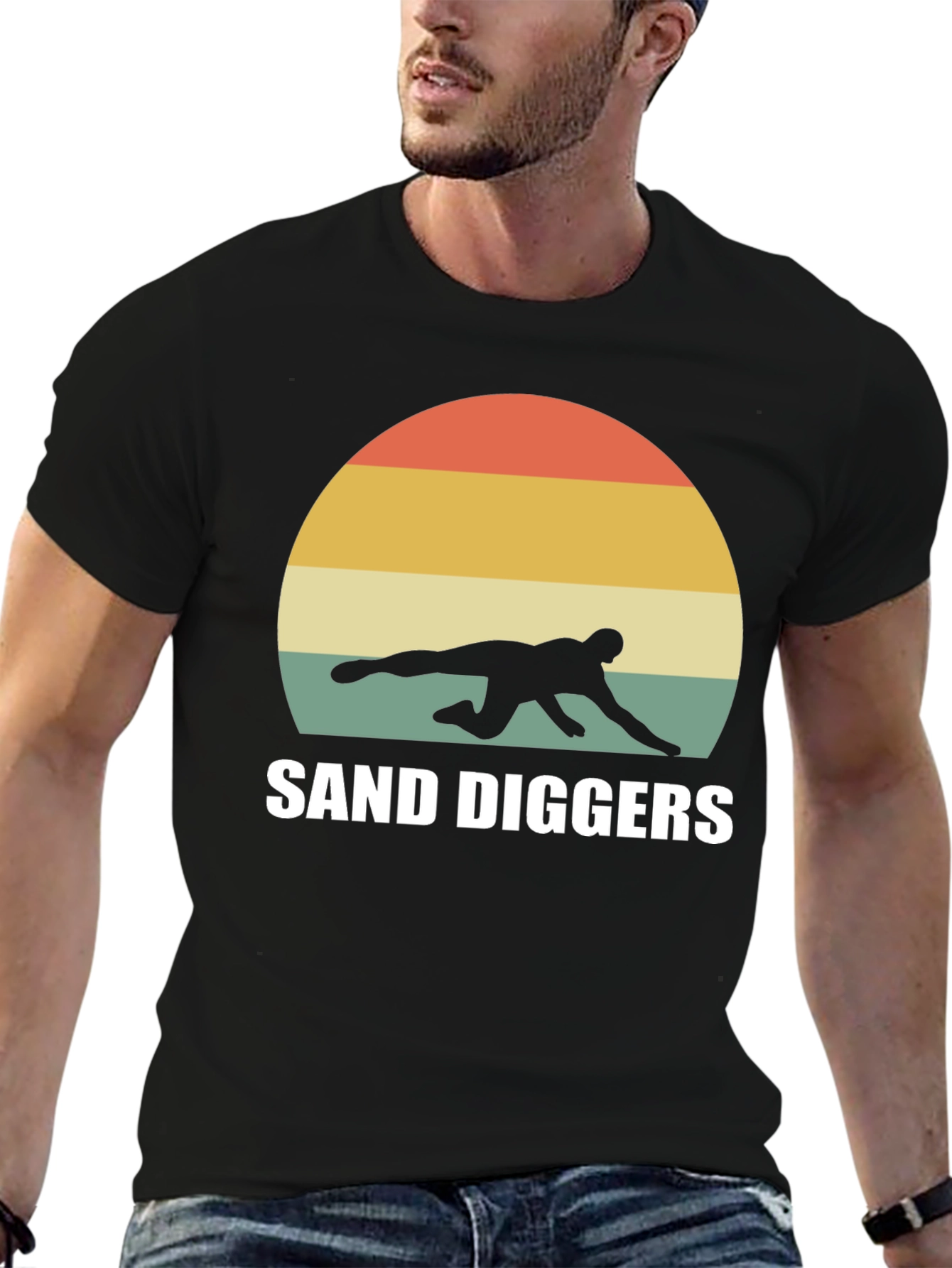 Black Retro Sand Diggers T-Shirt - Beach Volleyball Tee view 6