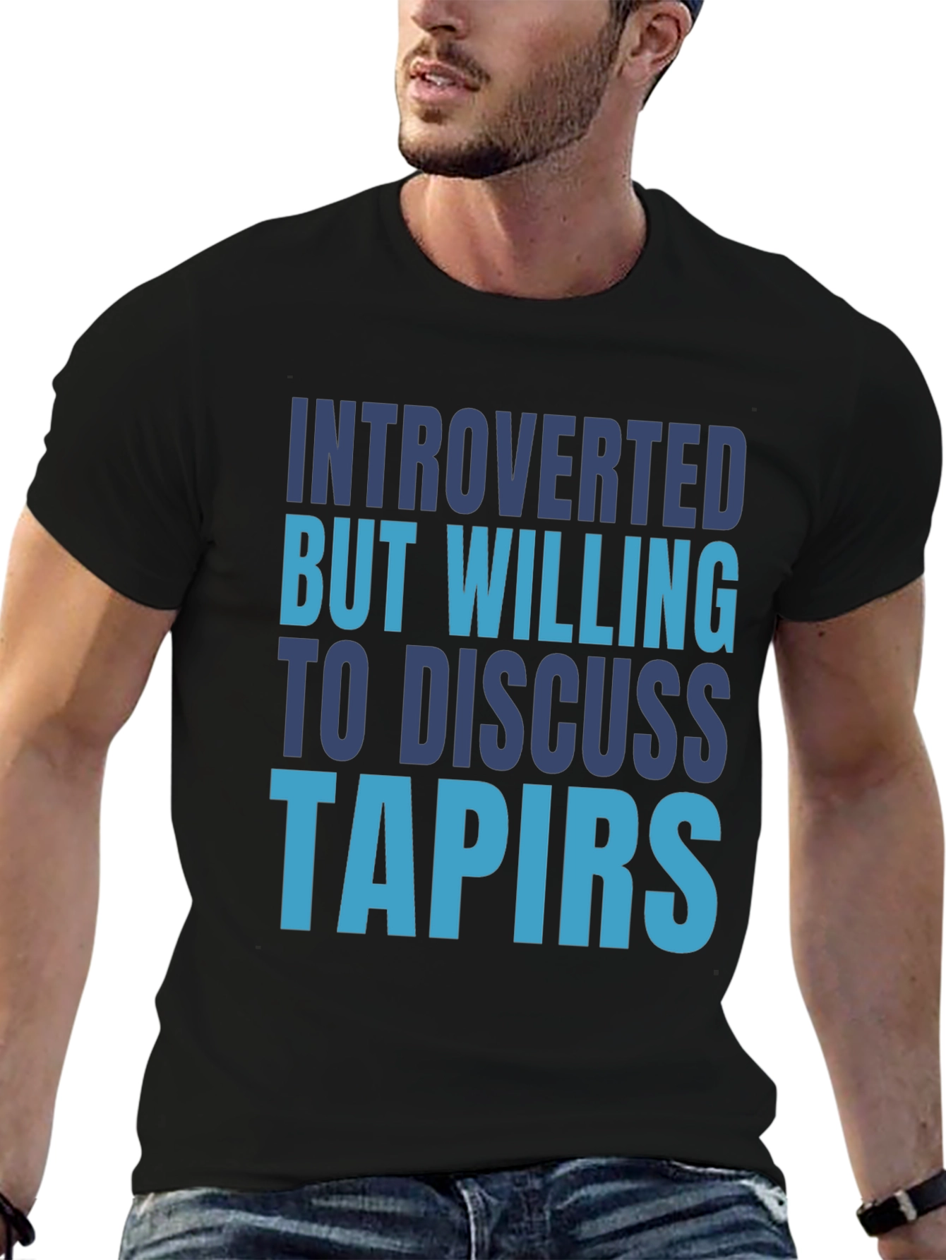 Black Introverted Tapir Lover T-Shirt view 6