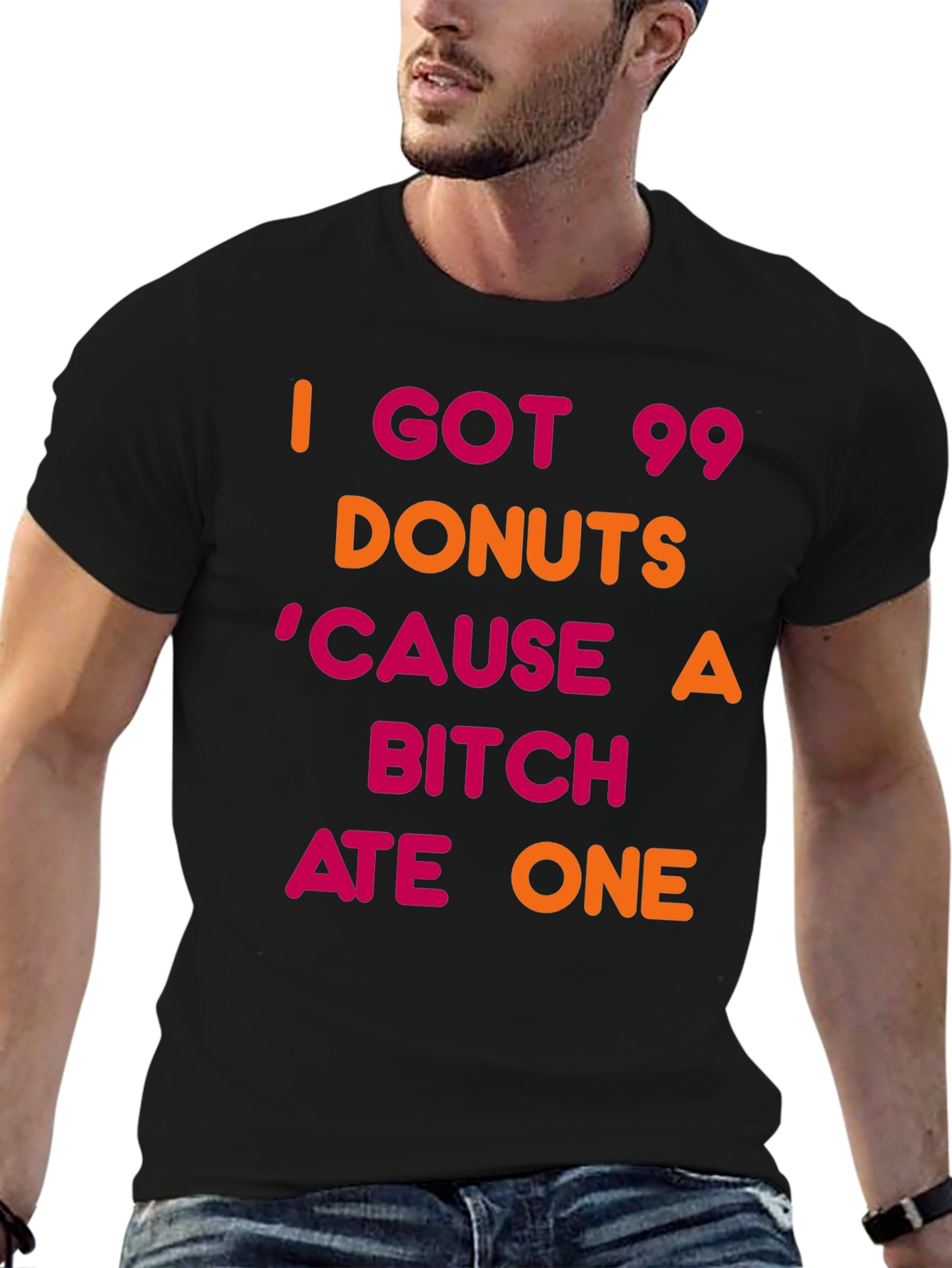 Black 99 Donuts Graphic Tee - Funny Novelty T-Shirt view 6