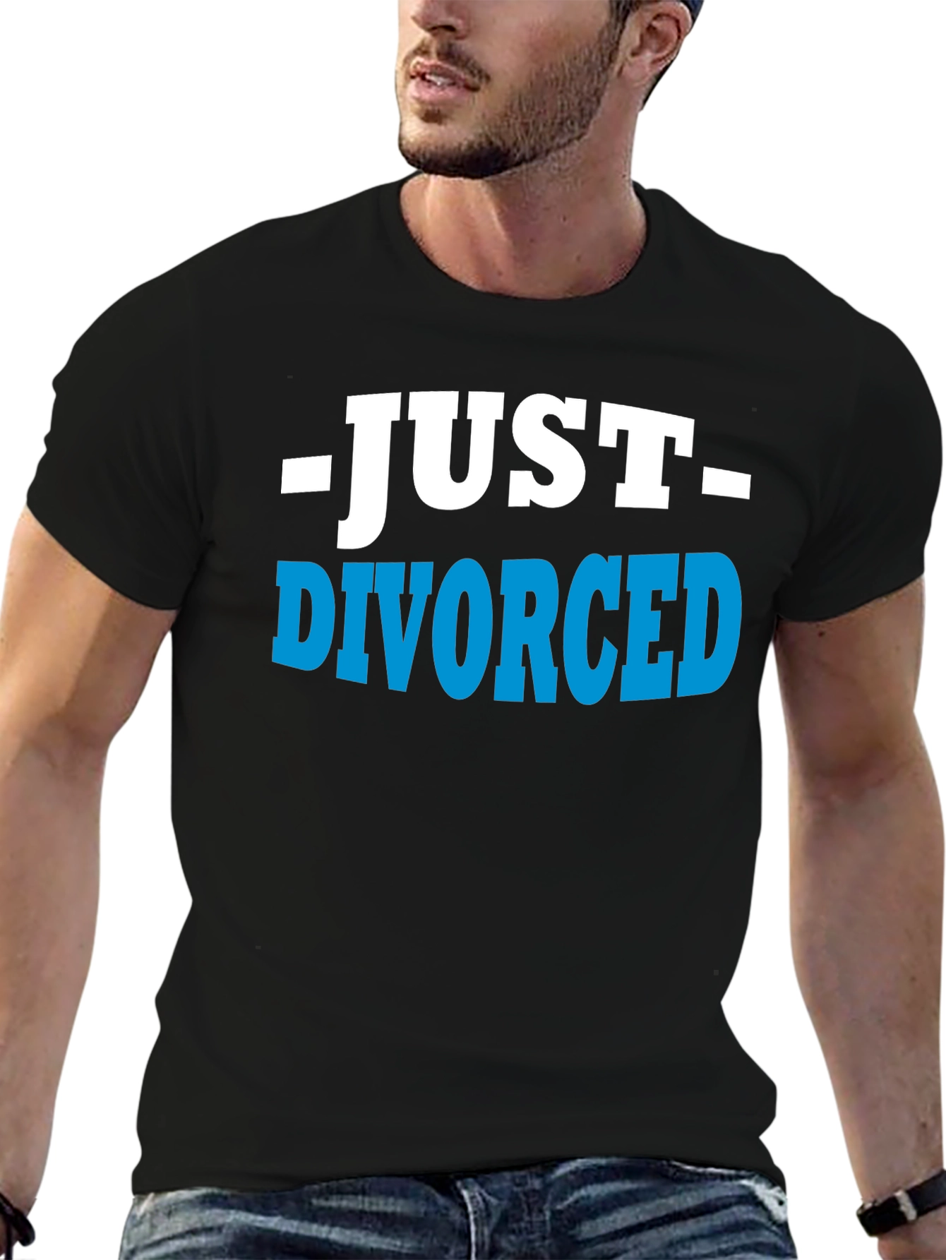 Black Just Divorced T-Shirt - Humorous Breakup Tee view 6
