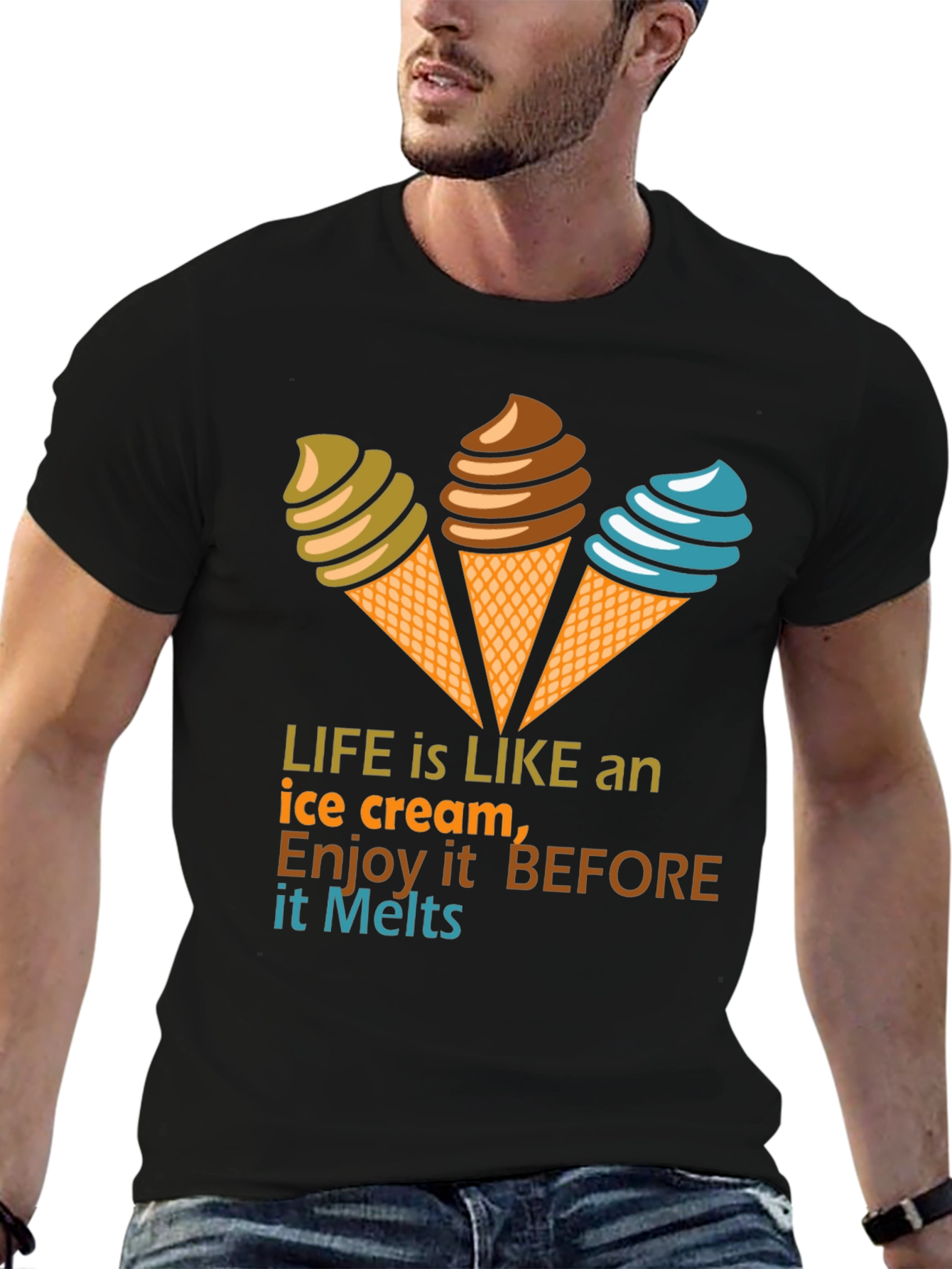 Black Life Is Like an Ice Cream Graphic T-Shirt view 6