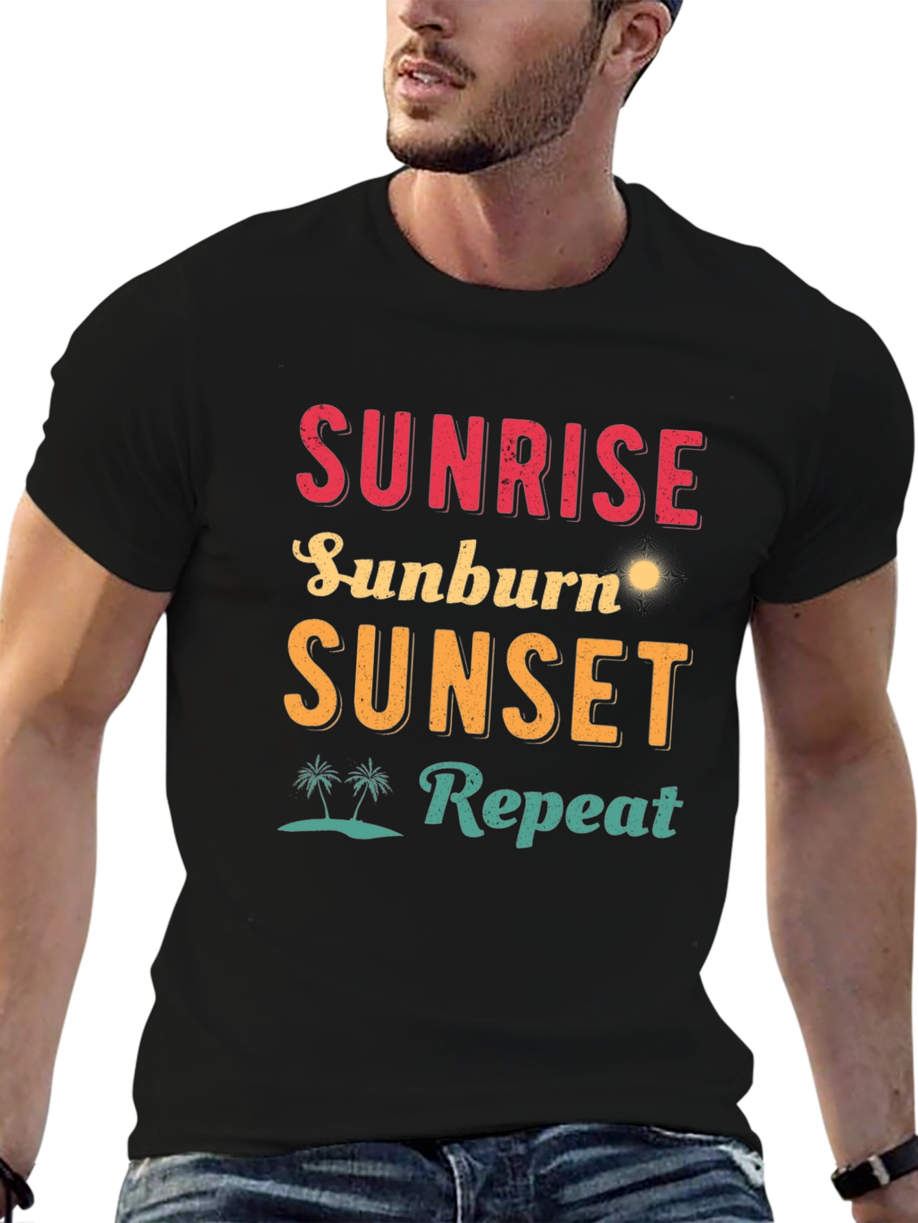 Black Sunrise Sunburn Sunset Repeat Graphic Tee view 6