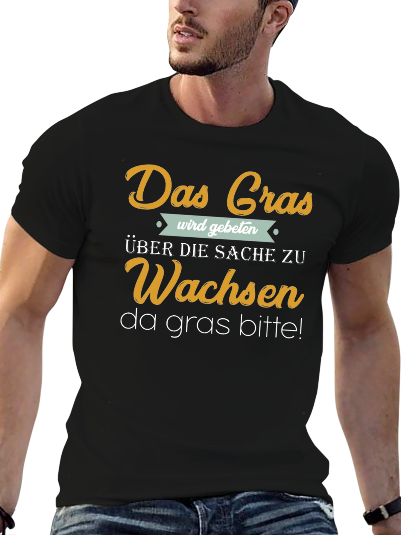 Black Das Gras German Slogan T-Shirt view 6