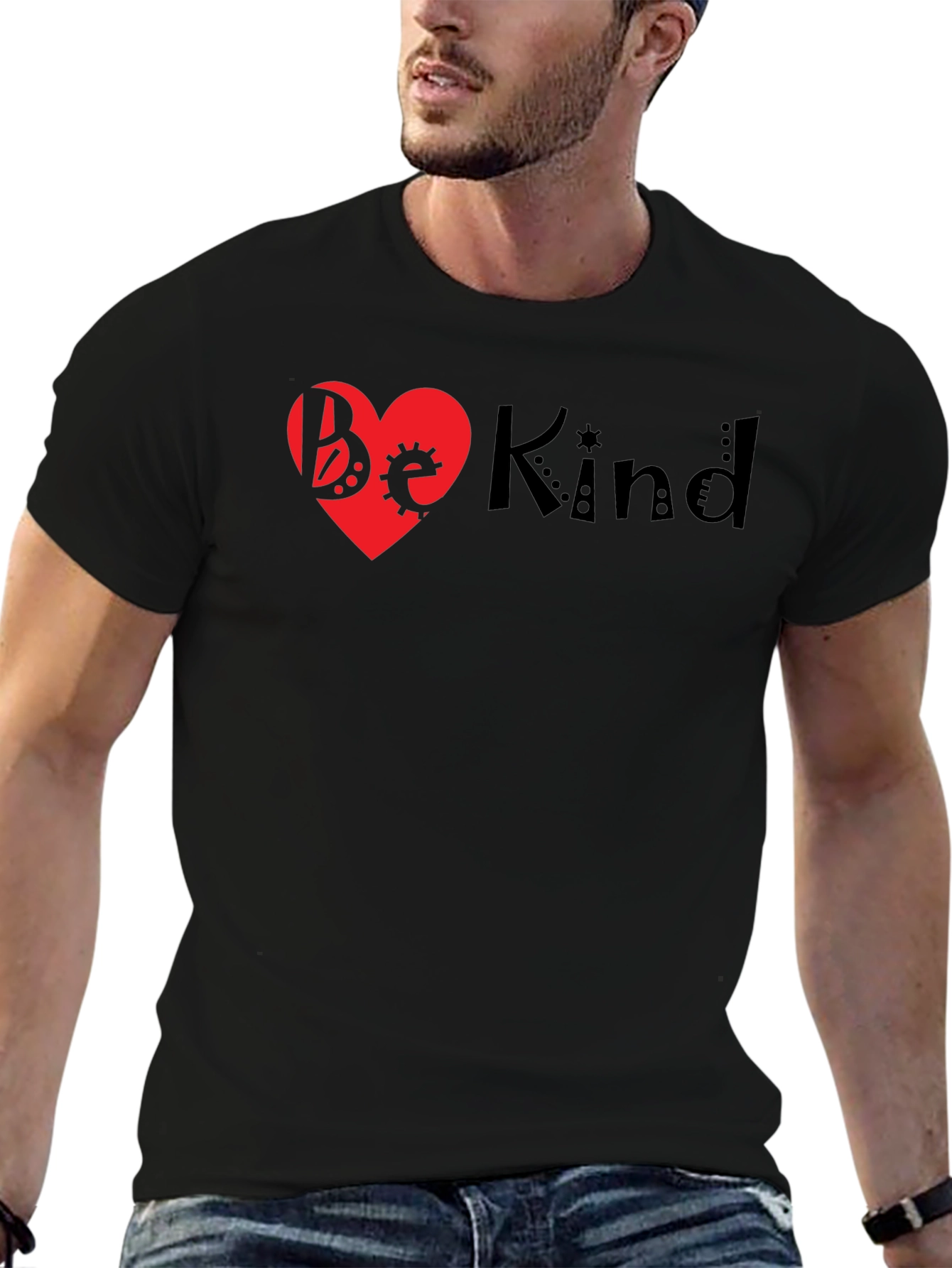 Black Be Kind Heart Graphic Tee - Black view 6