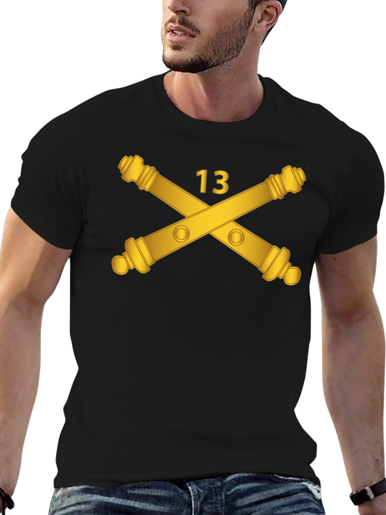 Black Artillery 13 T-Shirt - Black Cotton Tee view 6