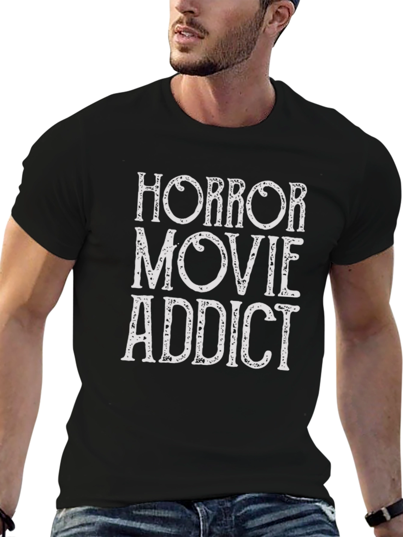 Black Horror Movie Addict T-Shirt - Stylish & Comfortable view 6