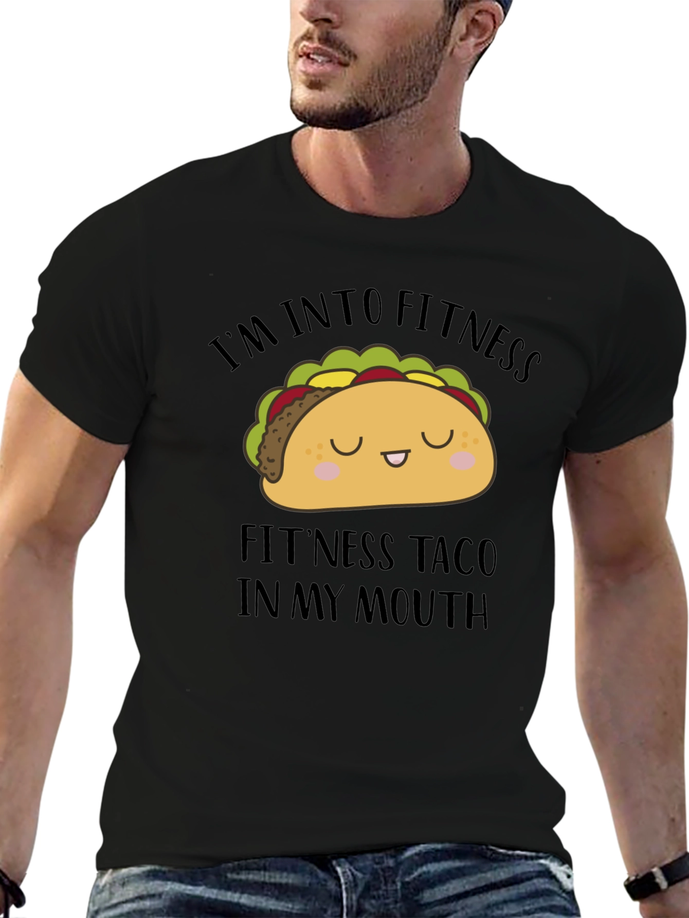 Black I'm Into Fitness Taco Graphic Tee view 6