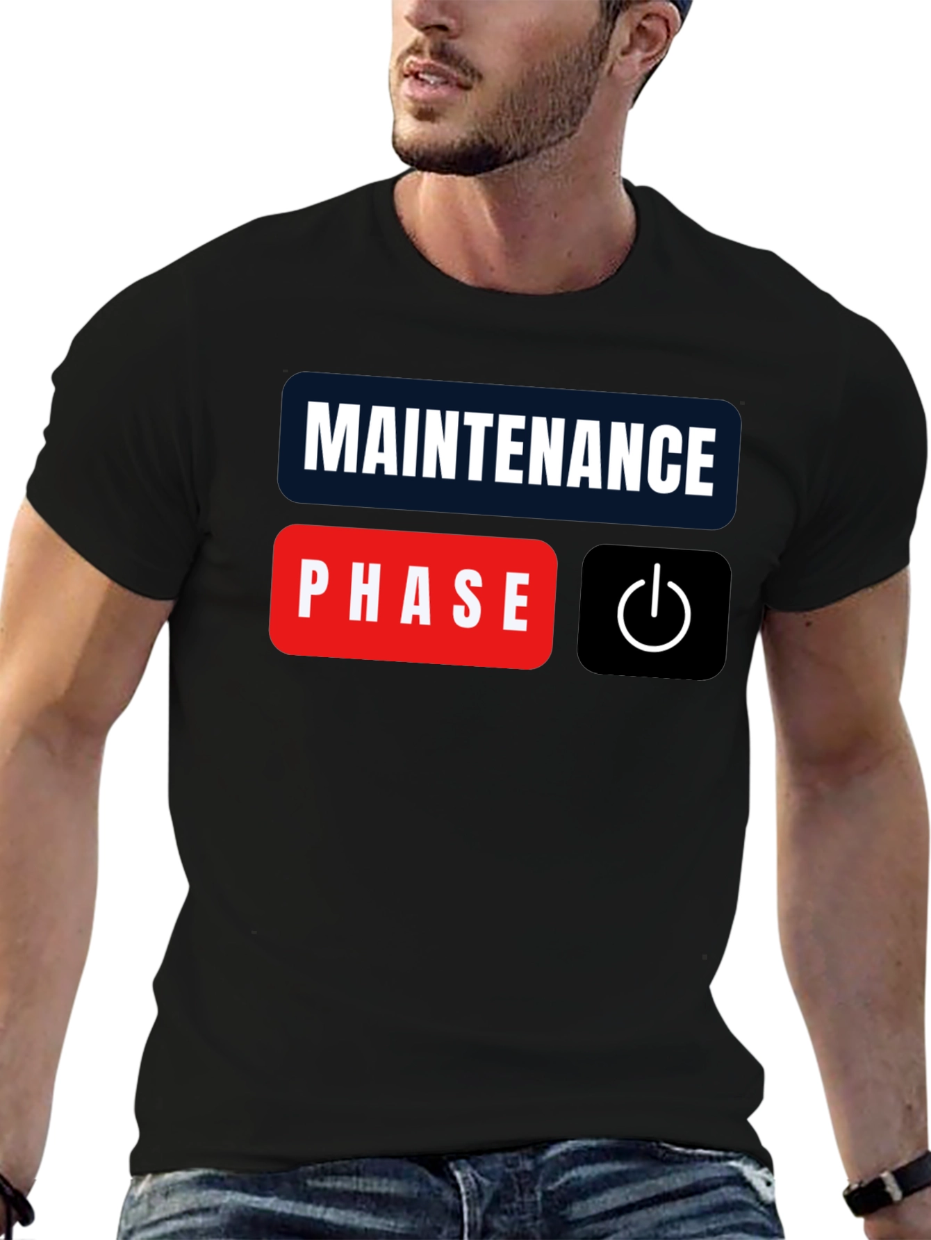 Black Maintenance Phase Mode On Black T-Shirt view 6