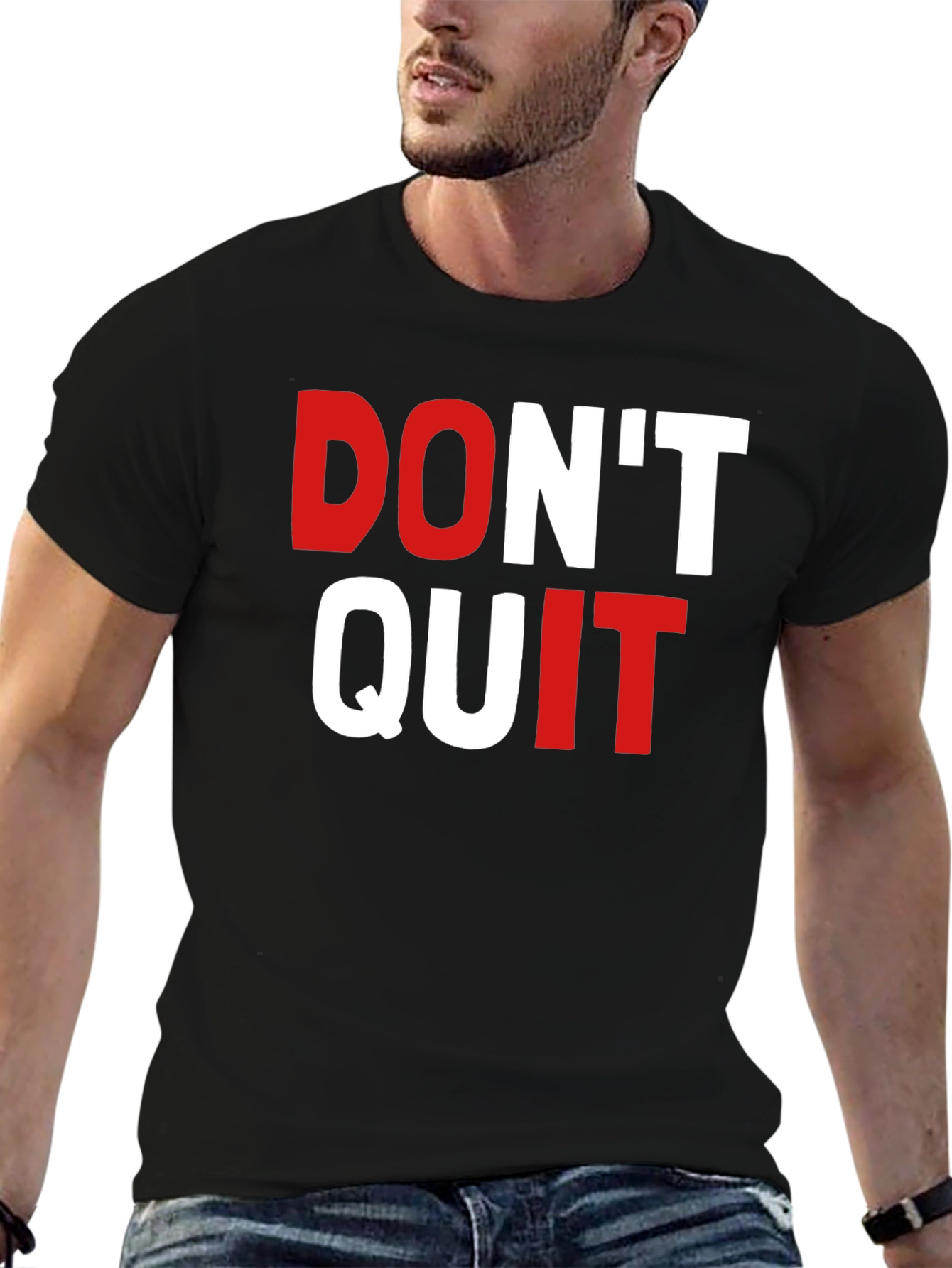 Black Don't Quit Graphic Tee - Motivational Shirt view 6