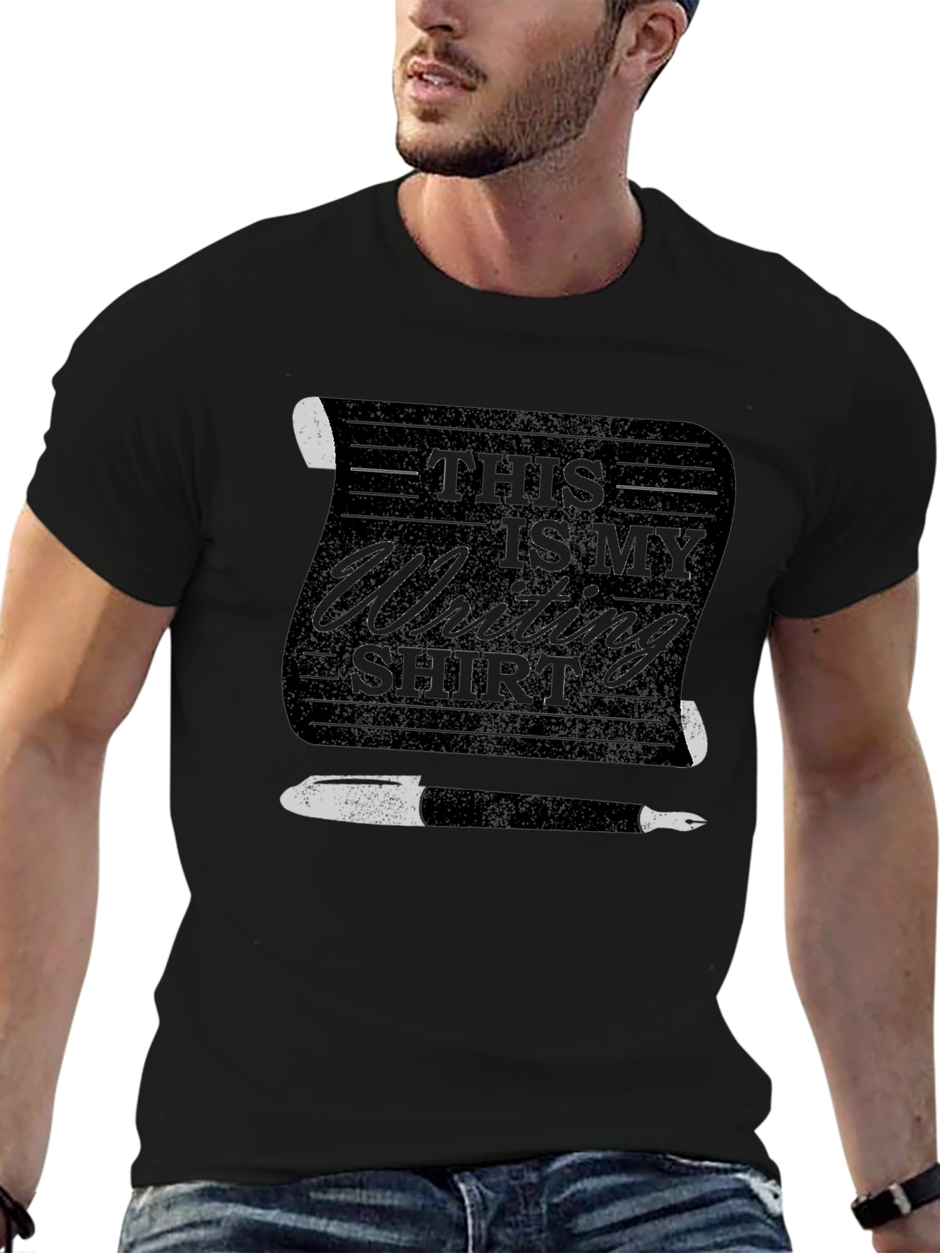 Black This Is My Writing Shirt - Novelty Graphic Tee view 6
