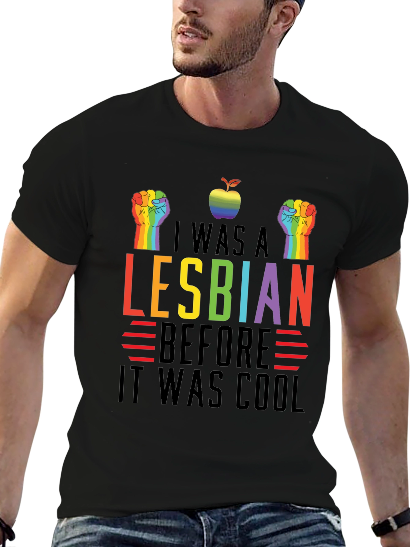 Black I Was A Lesbian Before It Was Cool T-Shirt LGBTQ view 6
