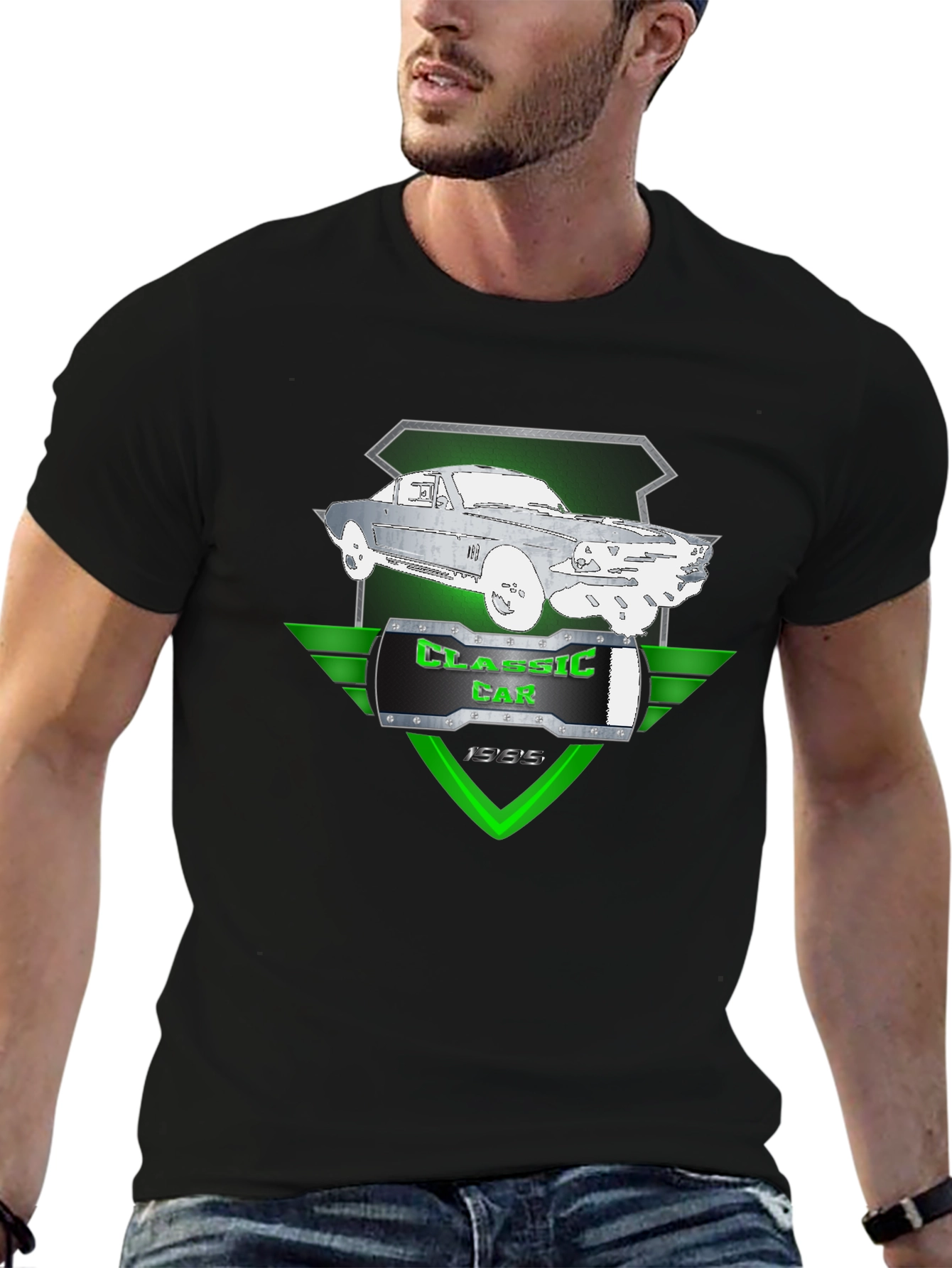 Black Classic Car Graphic Tee - Vintage Style view 6