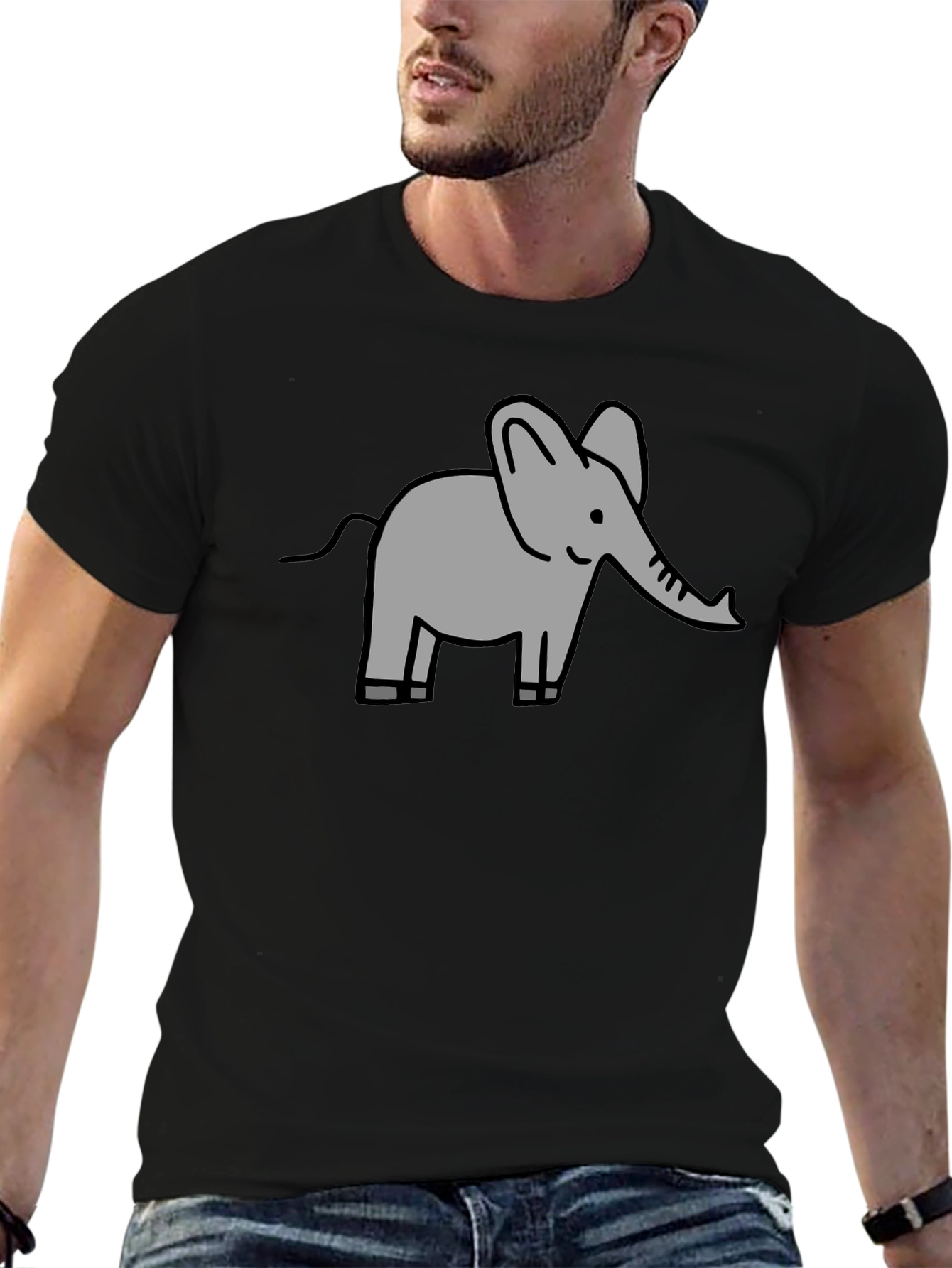 Black Elephant Graphic Tee - Black Cotton Comfort view 6
