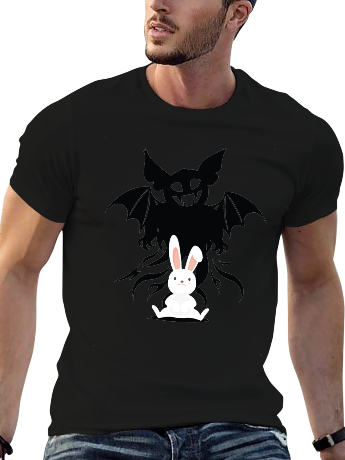 Black Rabbit's Shadow T-Shirt - Dark Humor Design view 6