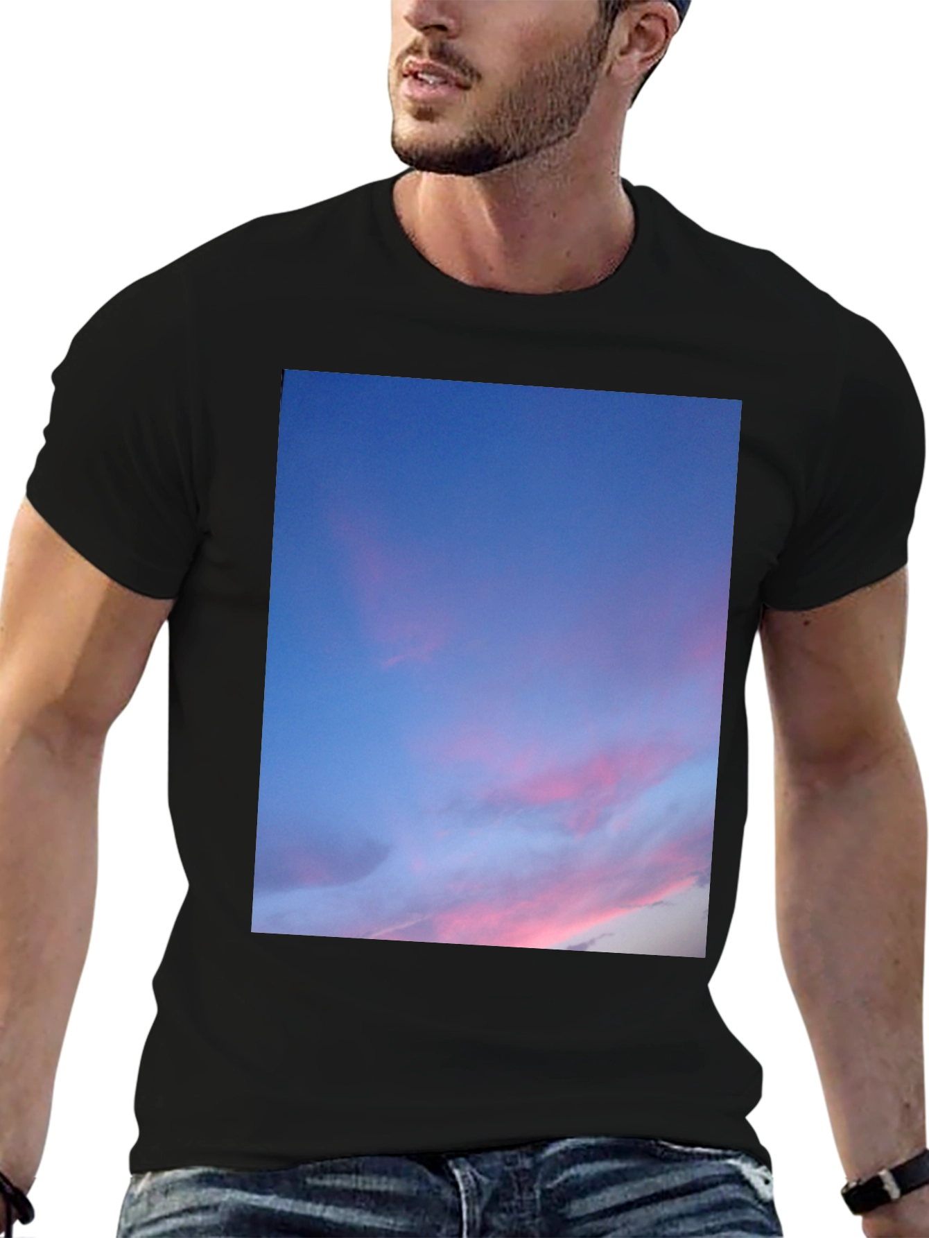 Black Sunset Sky T-Shirt - Soft Black Cotton Tee view 6