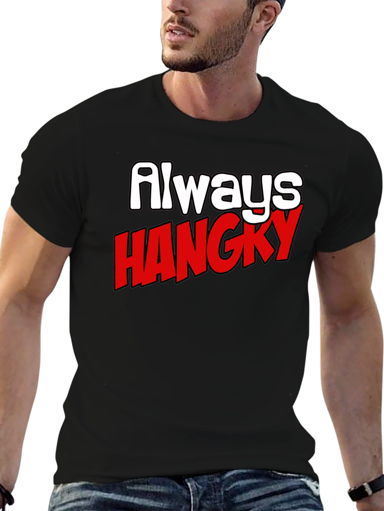 Black Always Hangry Funny Graphic T-Shirt view 6