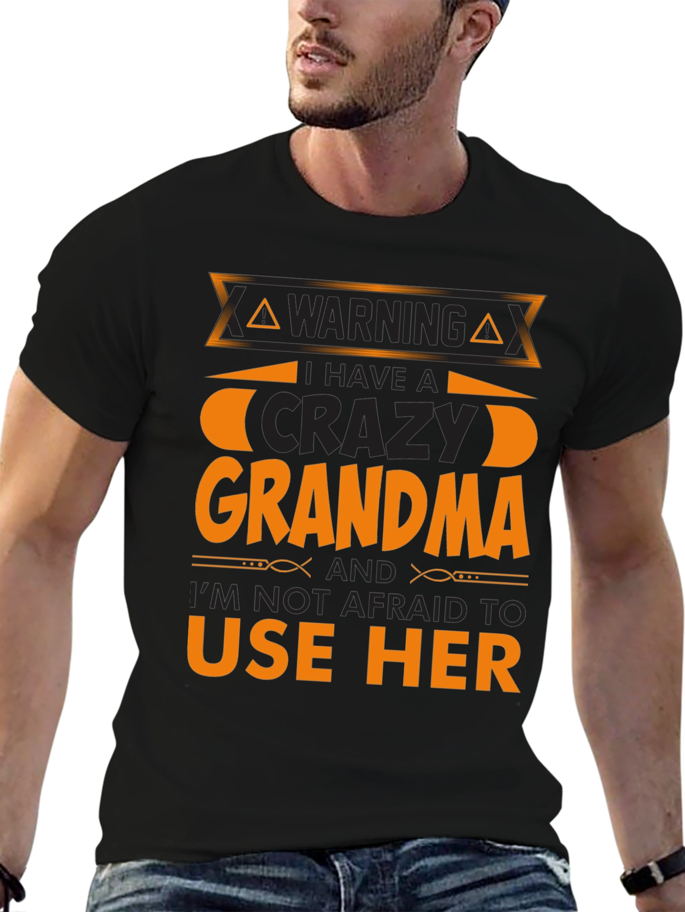 Black Crazy Grandma T-Shirt view 6