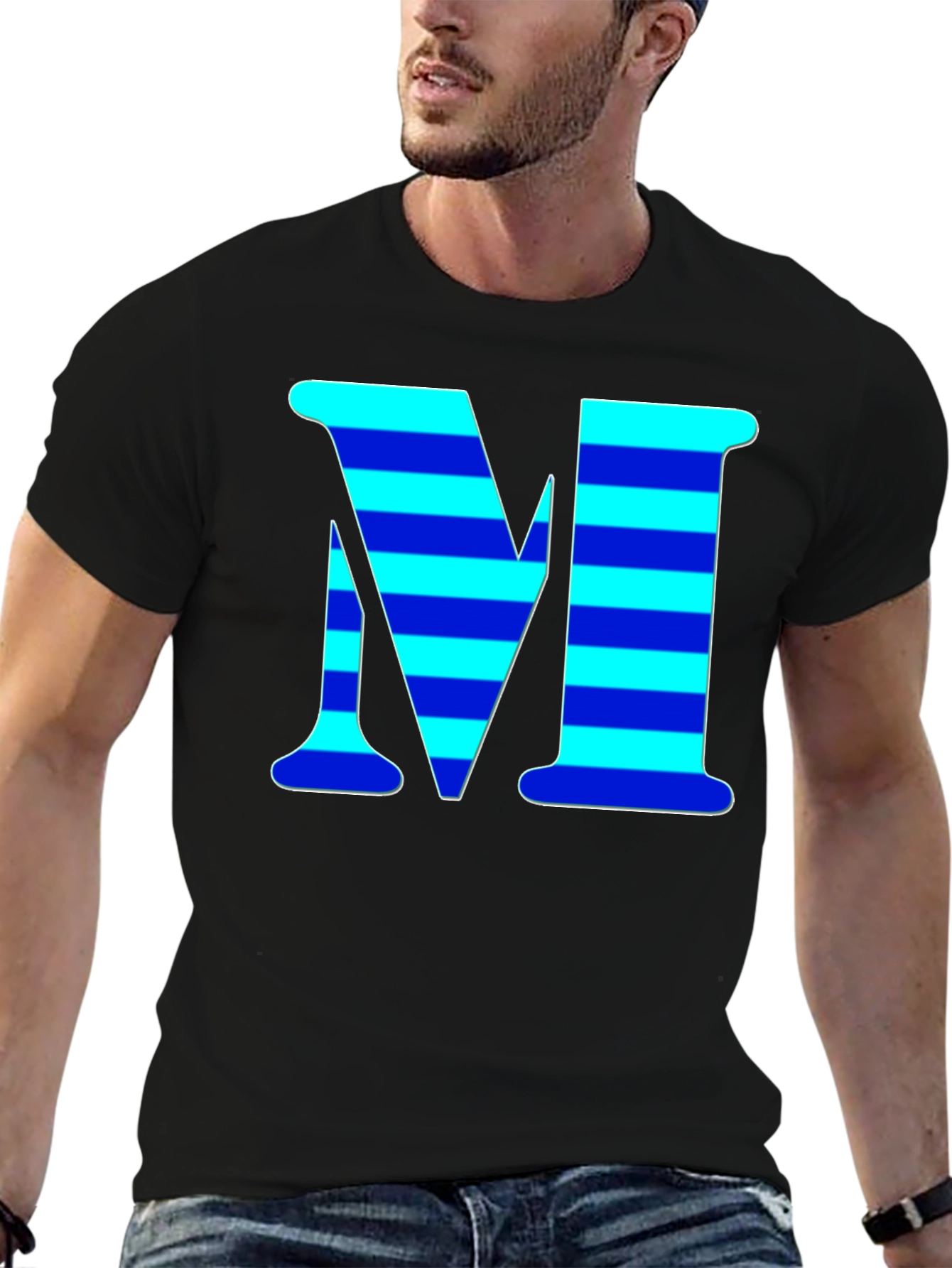 Black Striped "M" Graphic Tee - Cool Casual Style view 6