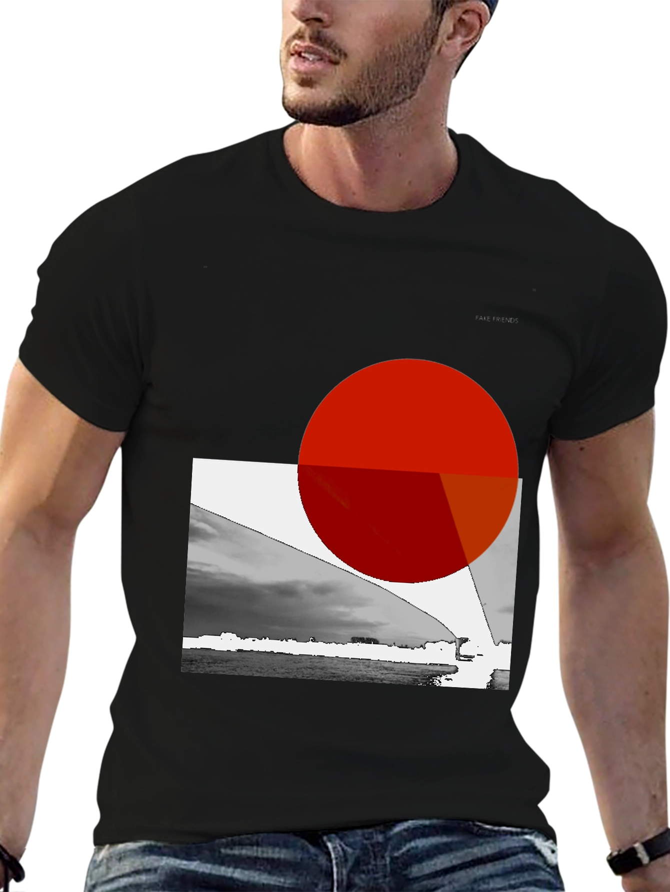 Black Abstract Graphic Print Black T-Shirt view 6