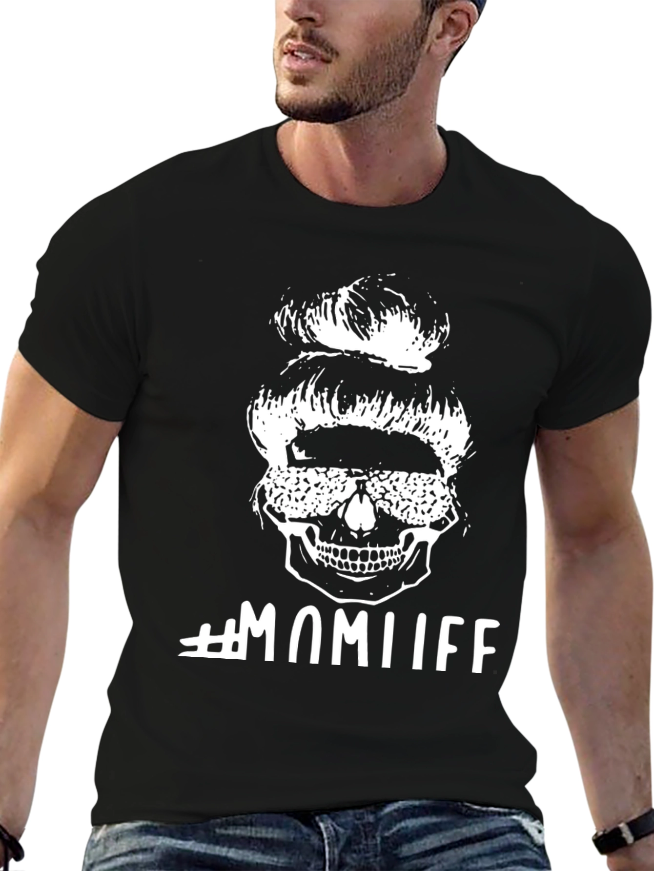 Black Mom Life Skull Graphic T-Shirt view 6