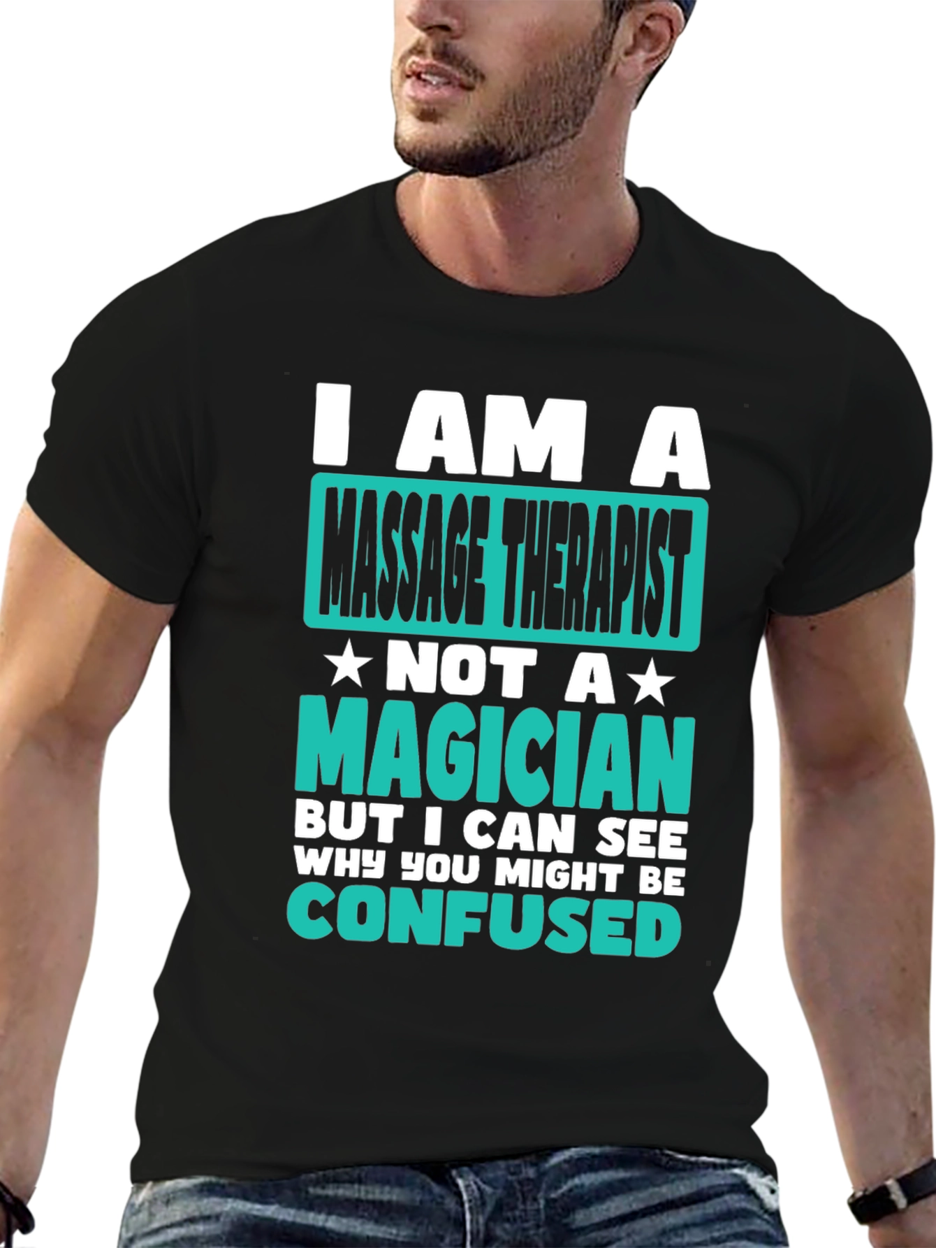 Black Massage Therapist T-Shirt Funny Magician Gift view 6