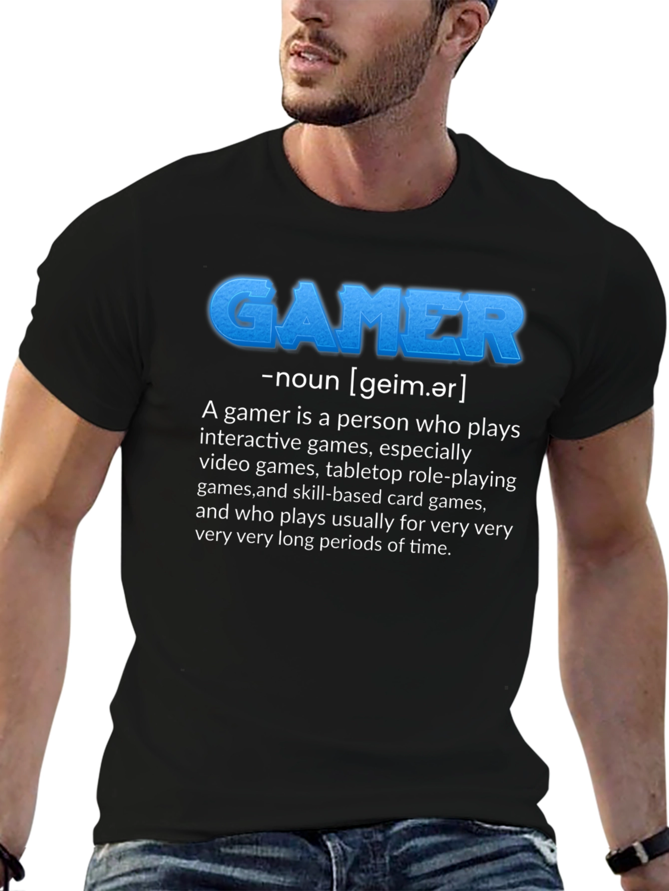 Black Gamer Definition Black T-Shirt view 6