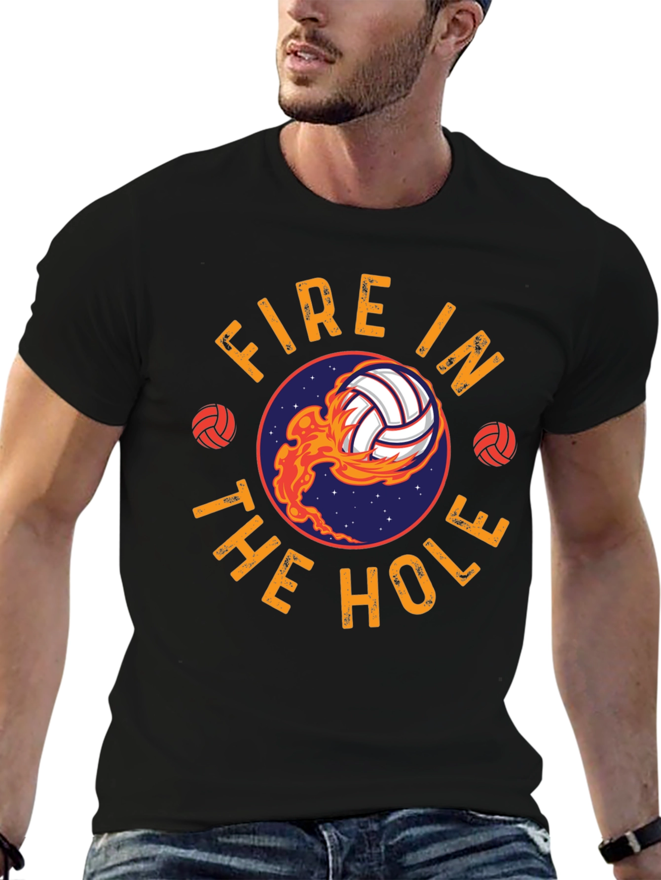 Black Fire In The Hole Volleyball T-Shirt - Black view 6