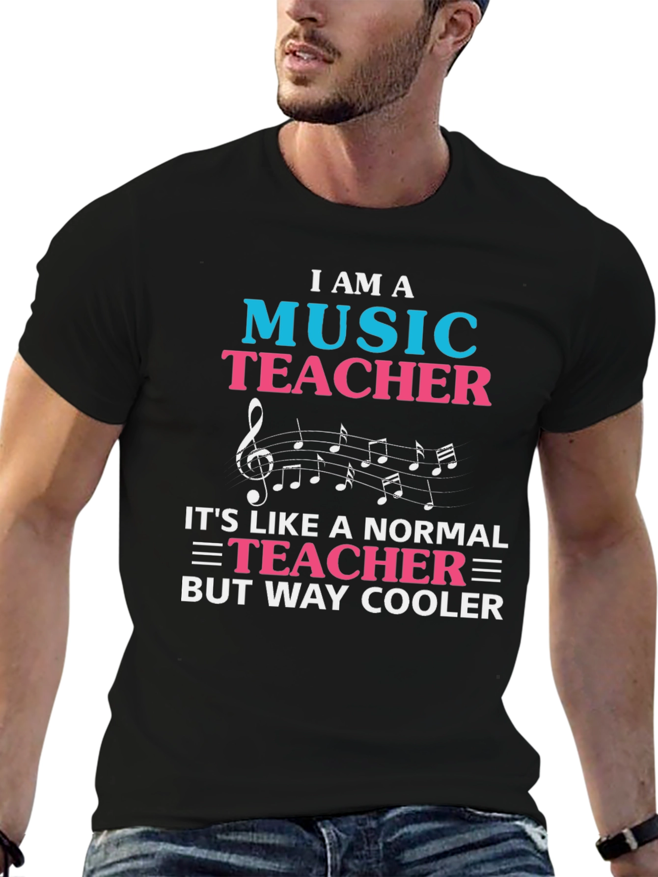 Black Music Teacher T-Shirt - Way Cooler Tee view 6