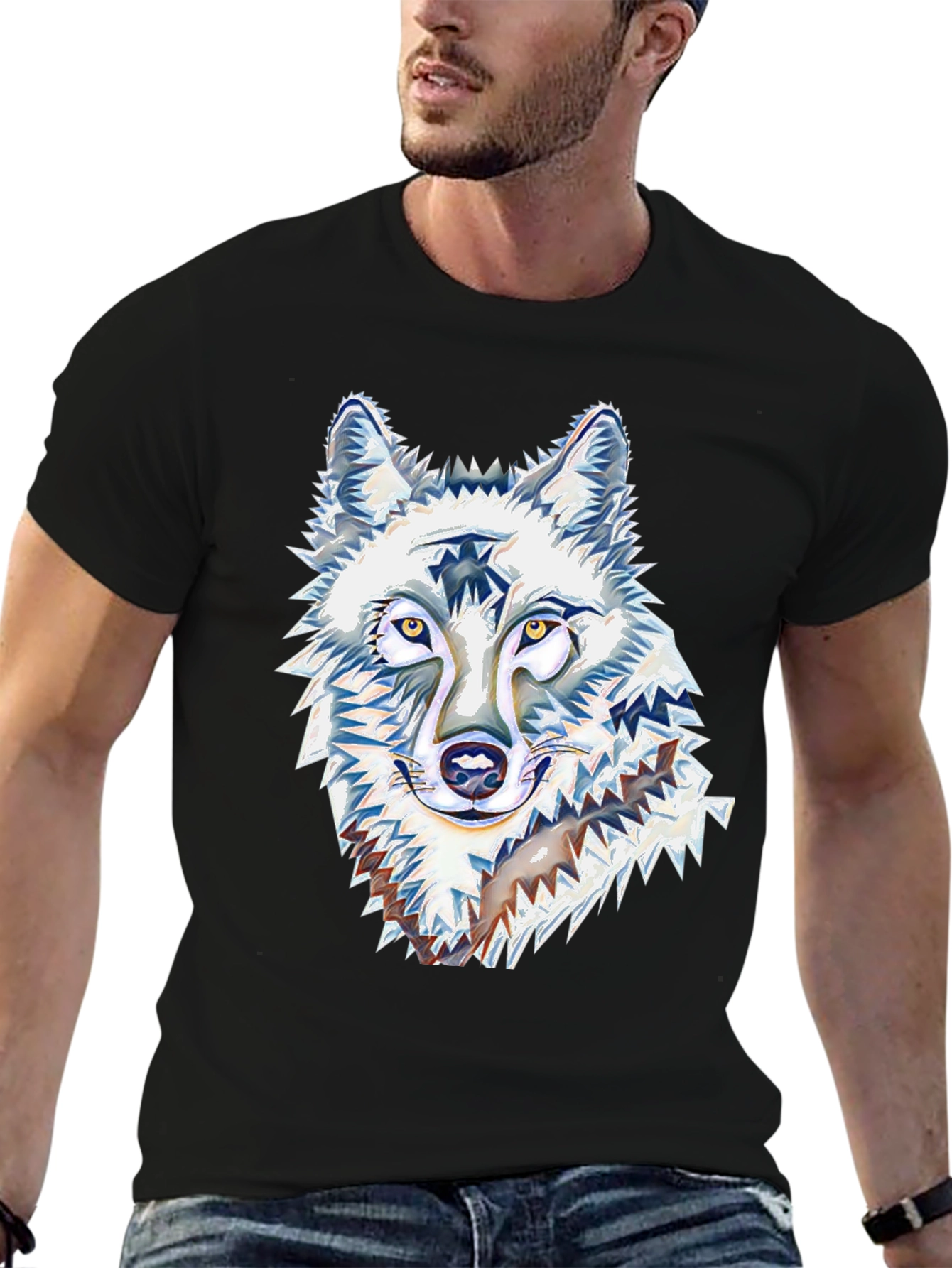 Black Wolf Graphic Tee - Black Cotton Blend view 6