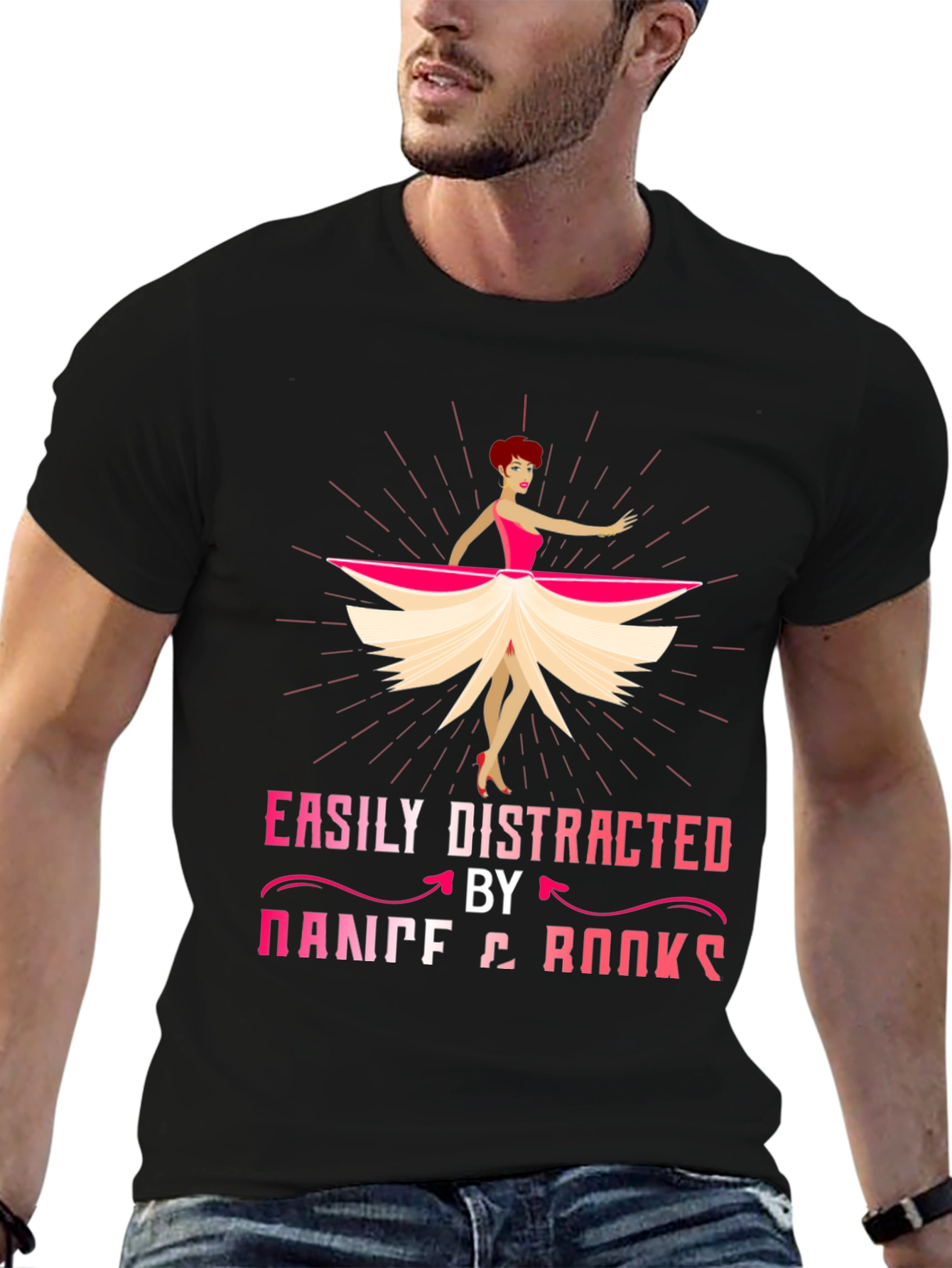 Black Easily Distracted by Dance & Books T-Shirt view 6