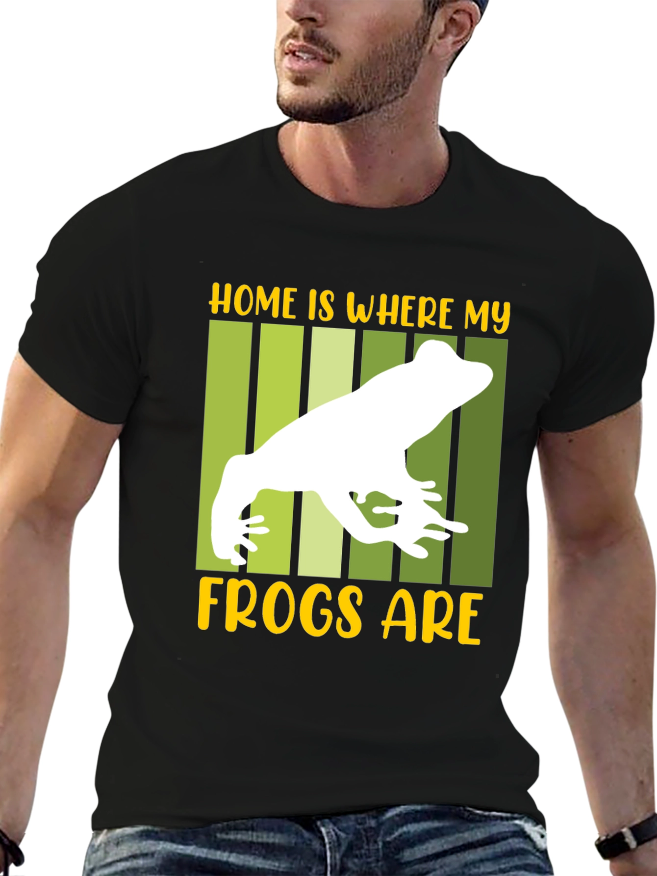 Black Home is Where My Frogs Are T-Shirt view 6