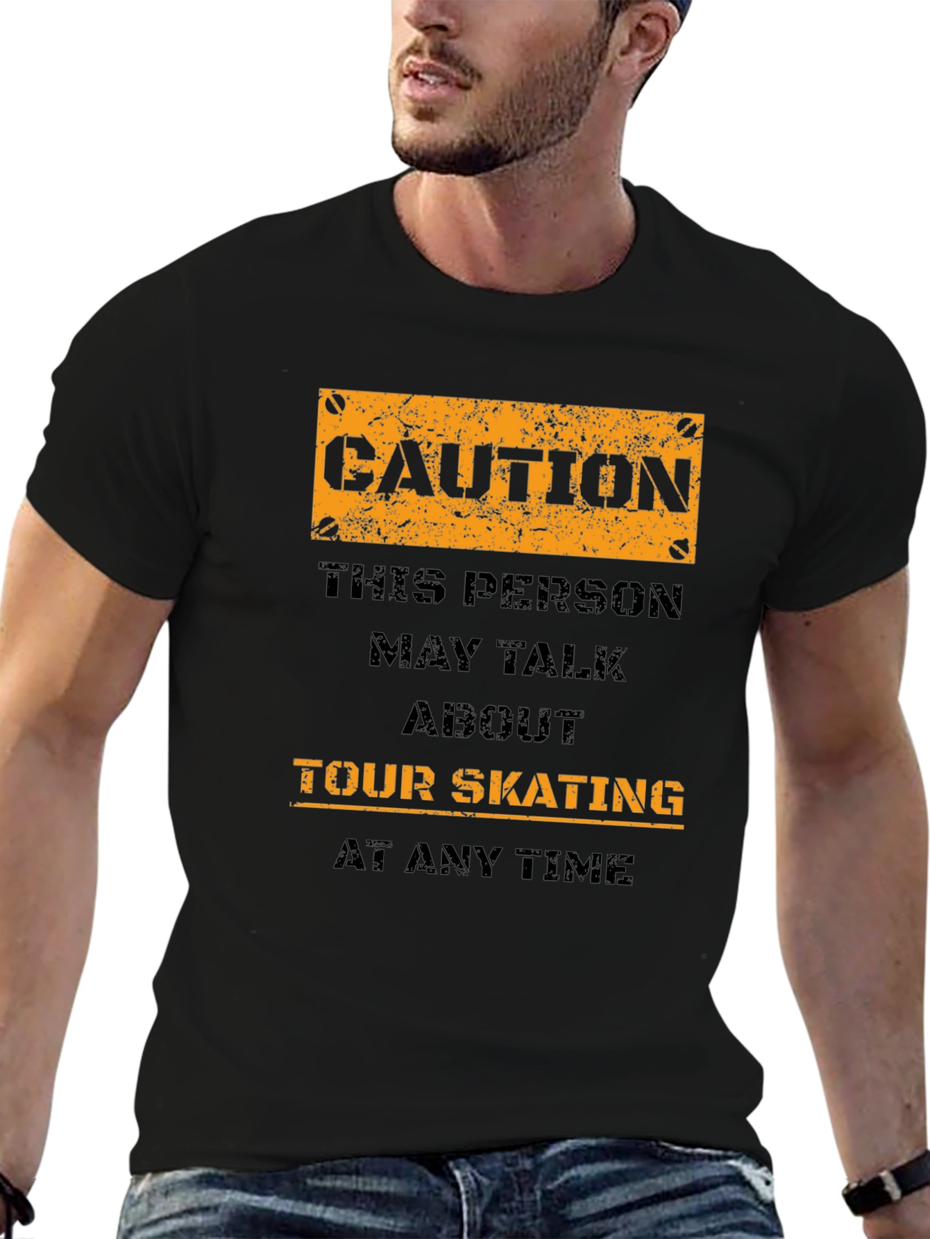 Black Caution Tour Skating T-Shirt view 6