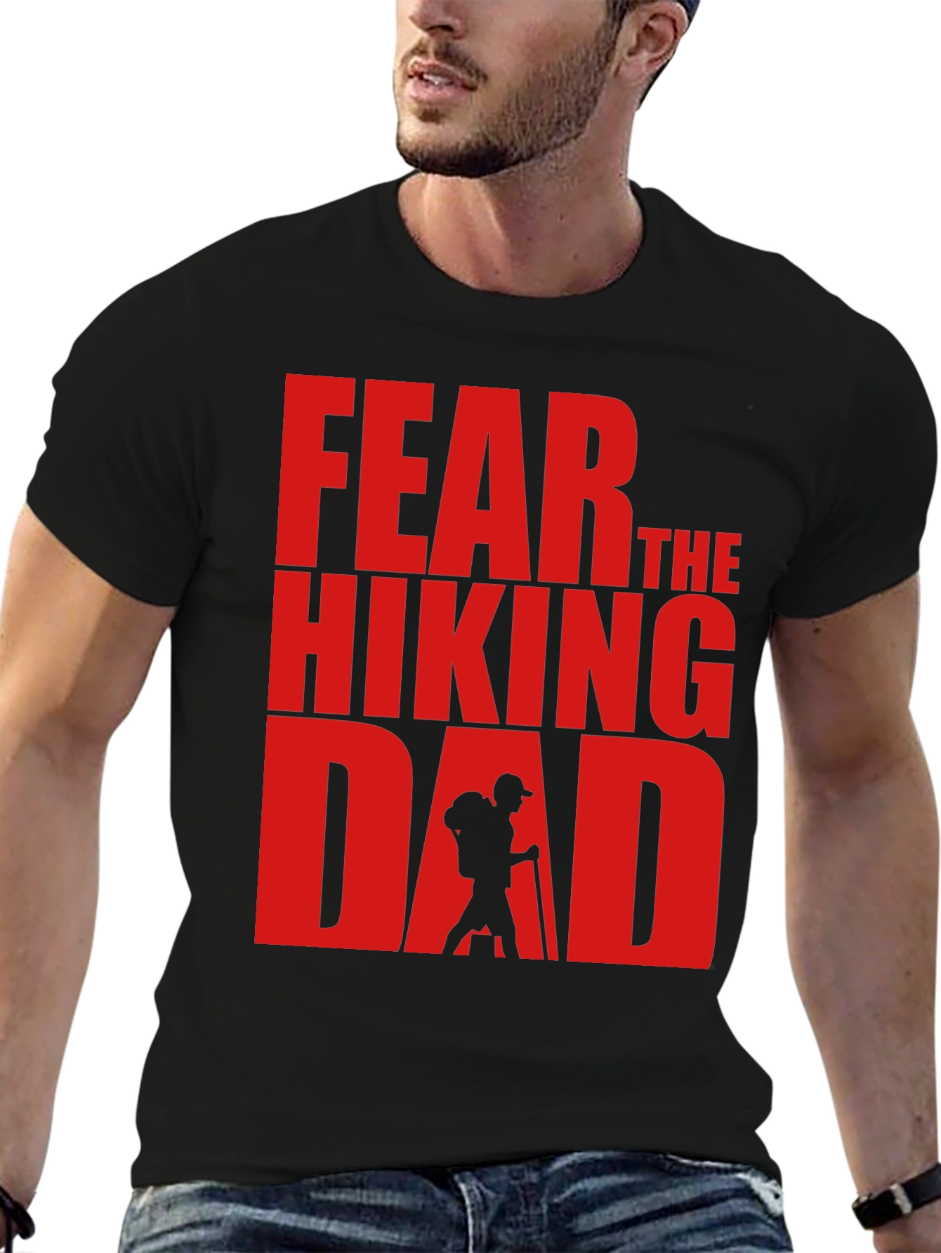 Black Fear The Hiking Dad - Funny T-Shirt view 6