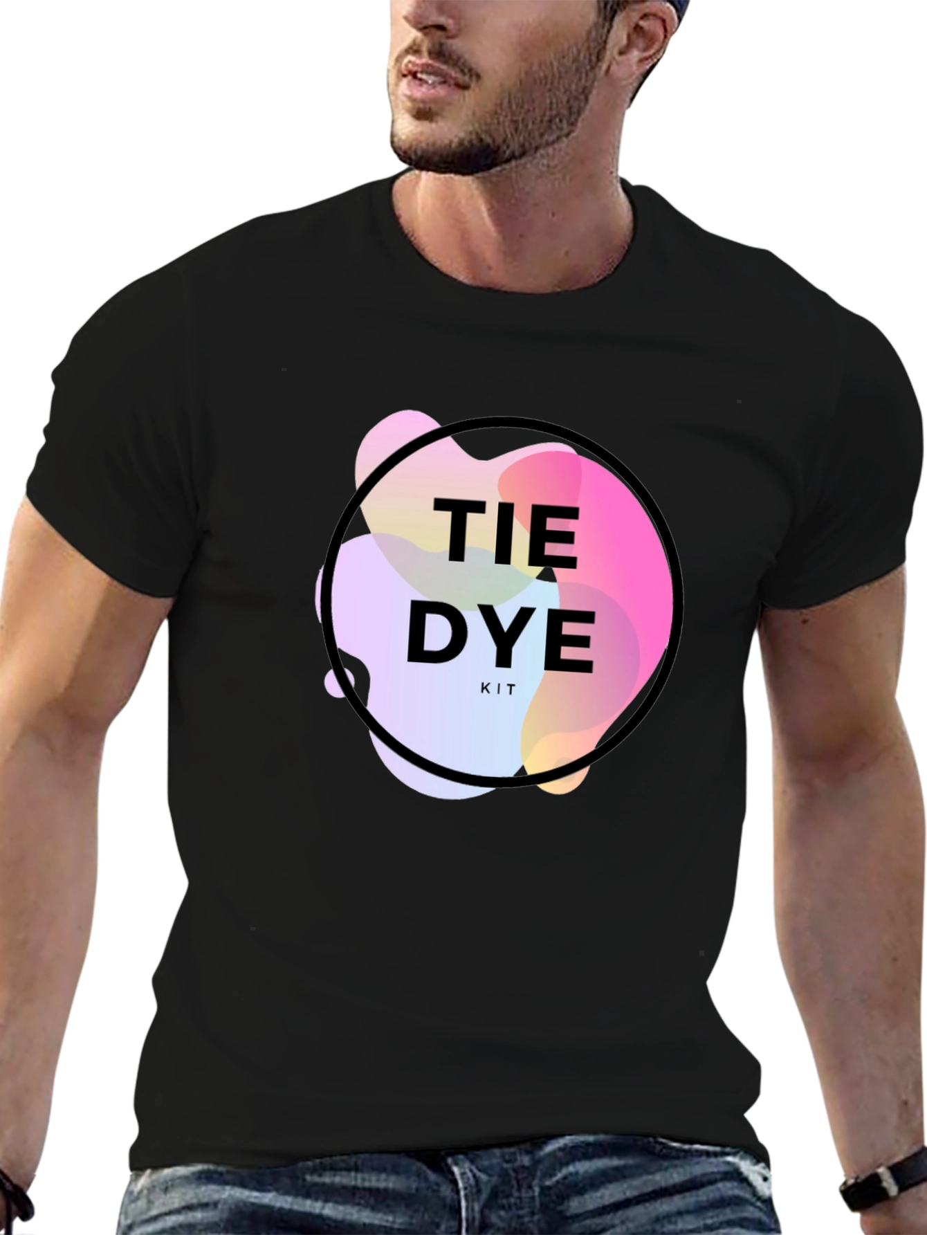 Black Tie Dye Kit Graphic Black T-Shirt view 6