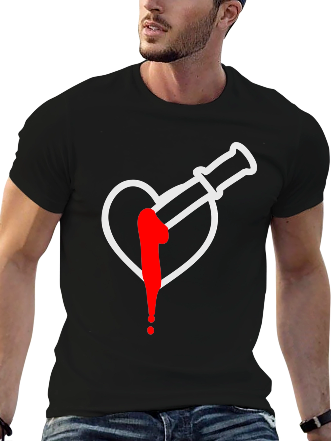 Black Heart Broken Syringe Graphic Tee view 6