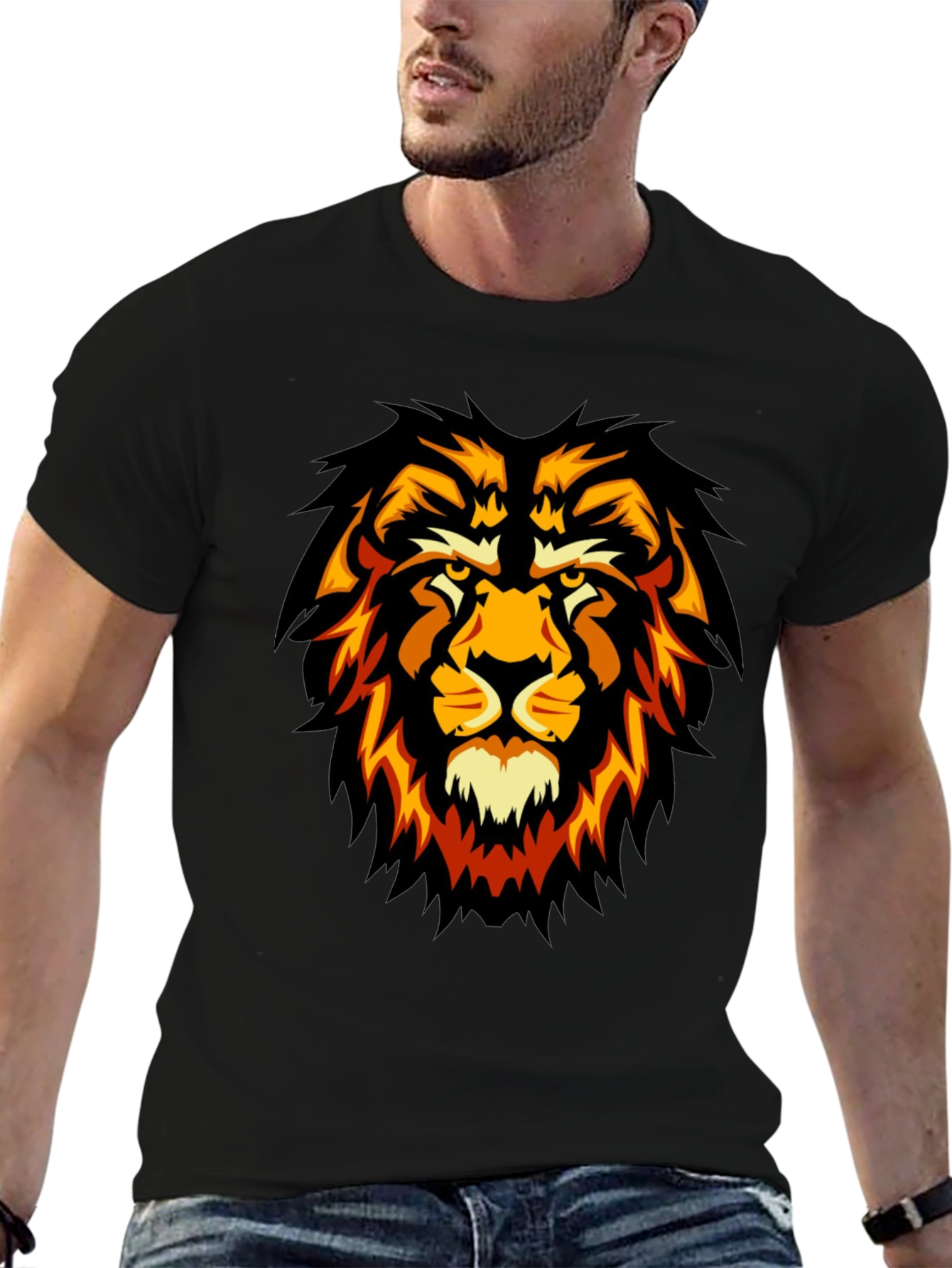 Black Lion Graphic Black T-Shirt - Fierce Style view 6