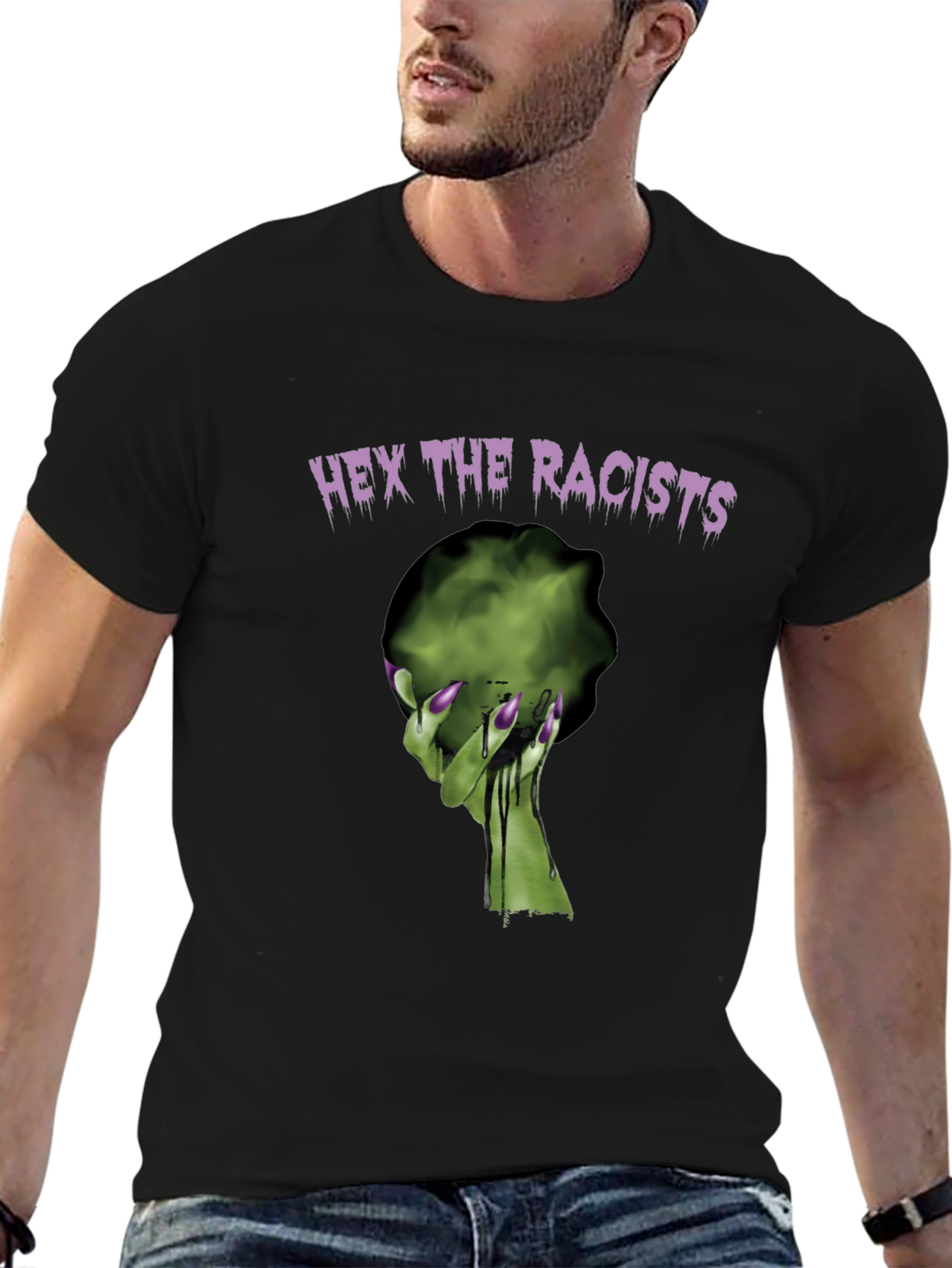 Black Hex the Racists Graphic T-Shirt view 6