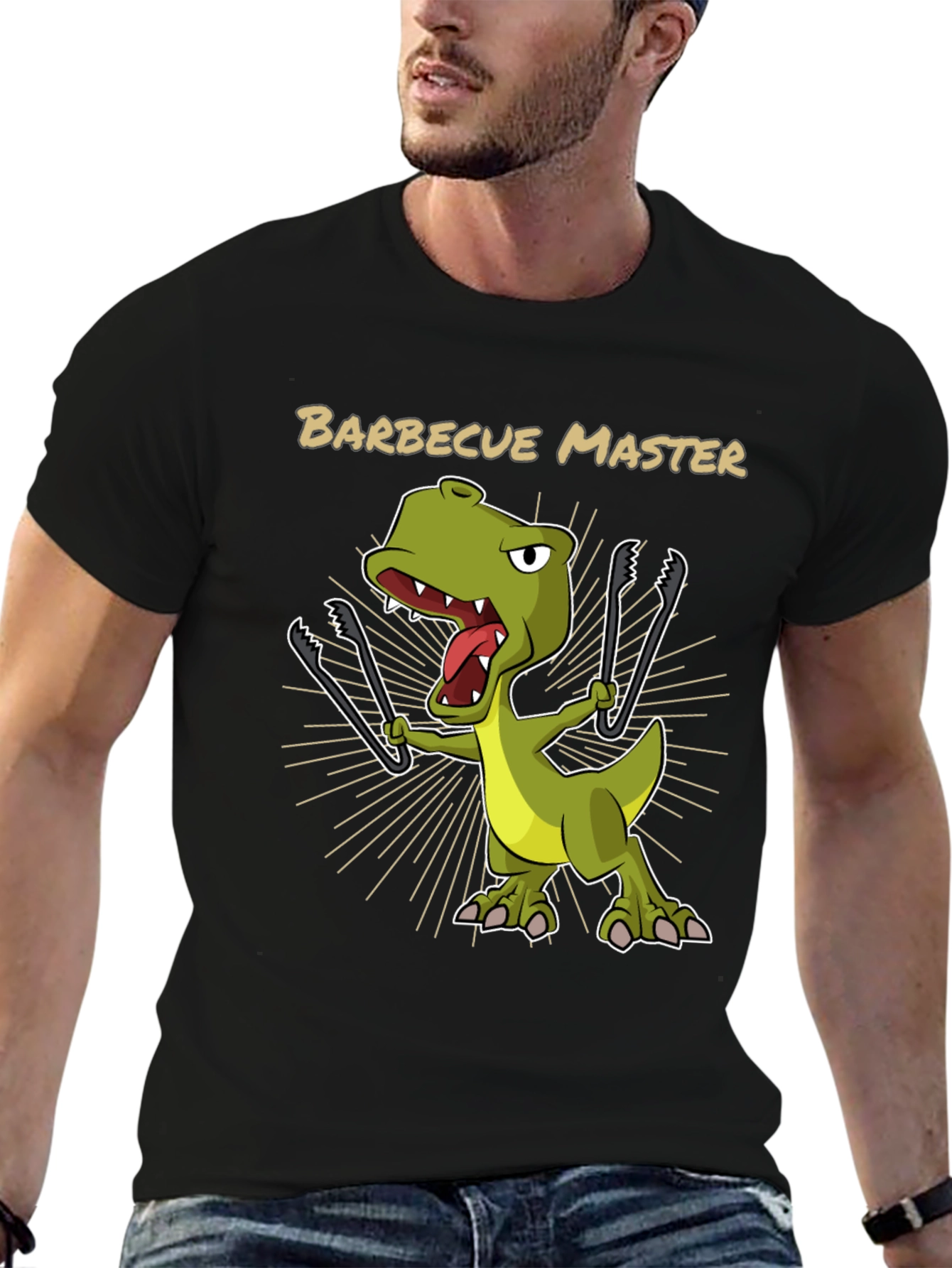 Black BBQ Master T-Rex Graphic Tee view 6