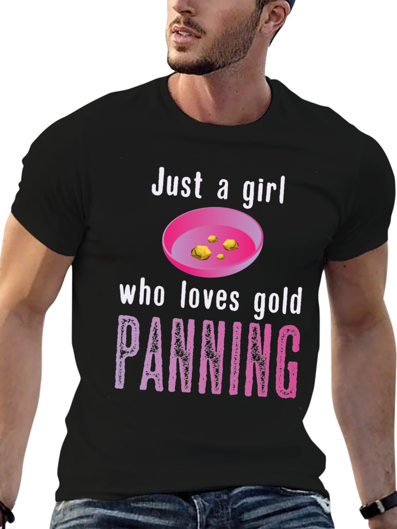 Black Just a Girl Who Loves Gold Panning T-Shirt view 6