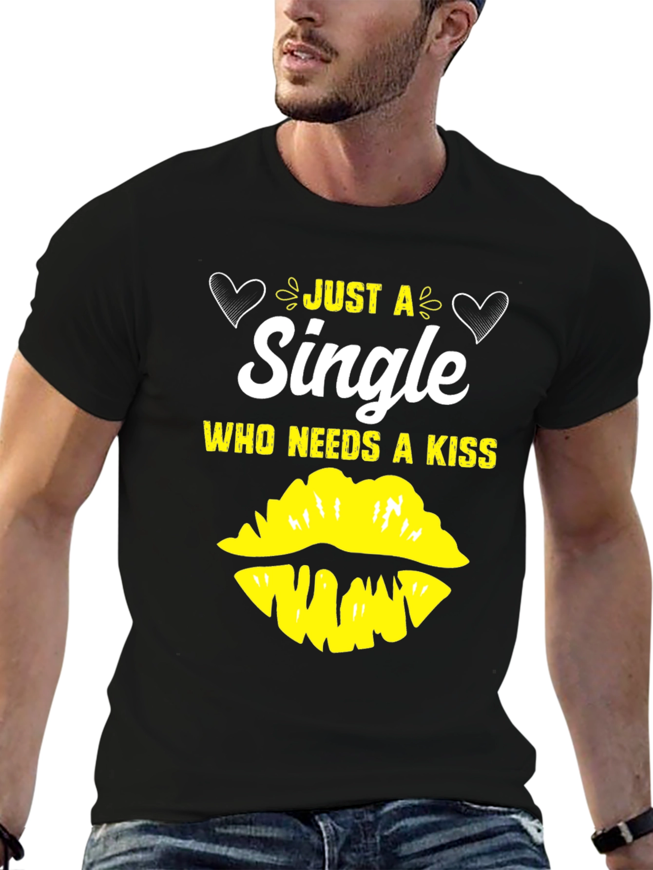 Black Single & Needs a Kiss Graphic Tee - Black view 6