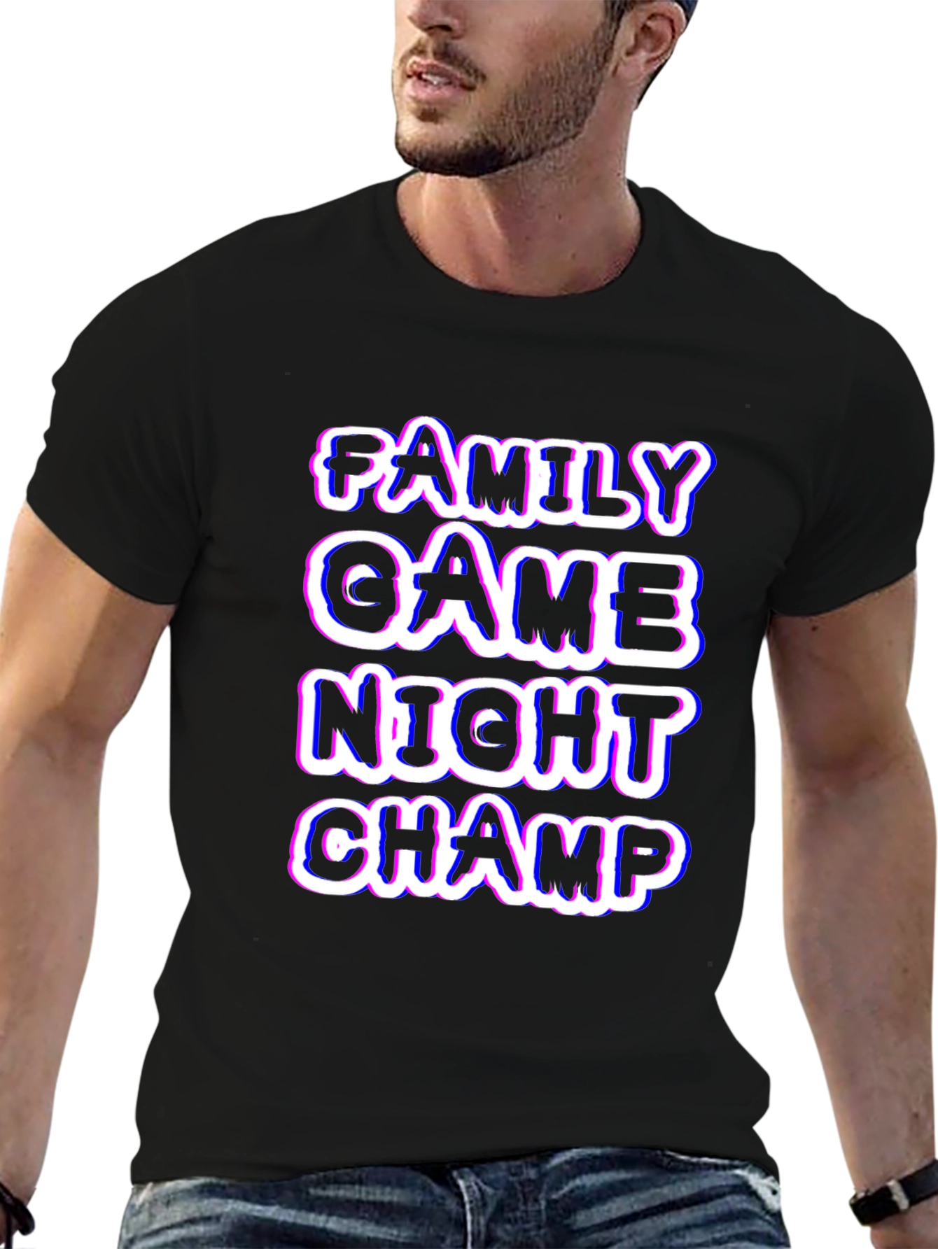 Black Family Game Night Champ Black T-Shirt view 6
