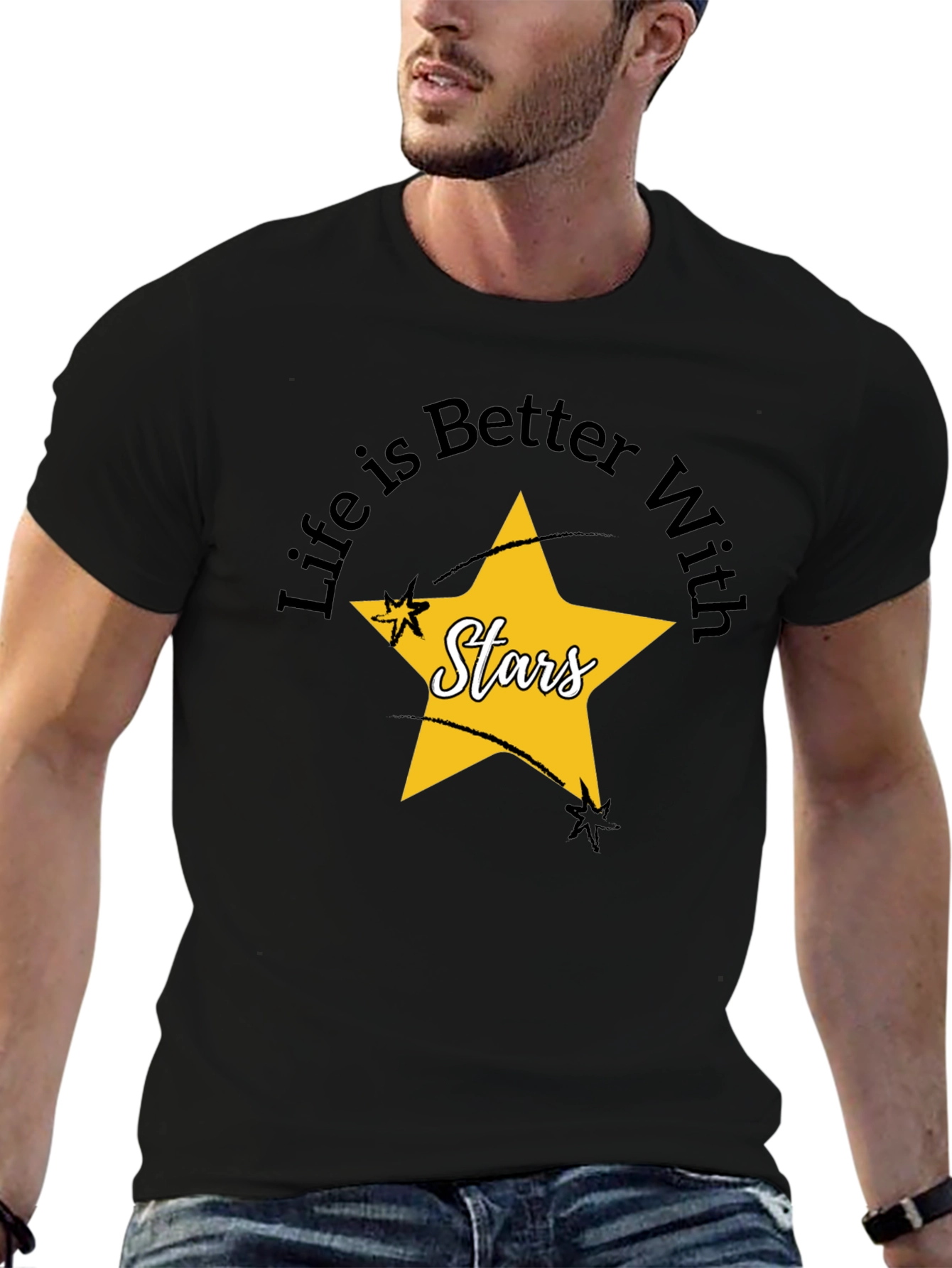 Black Life is Better With Stars Graphic Tee view 6